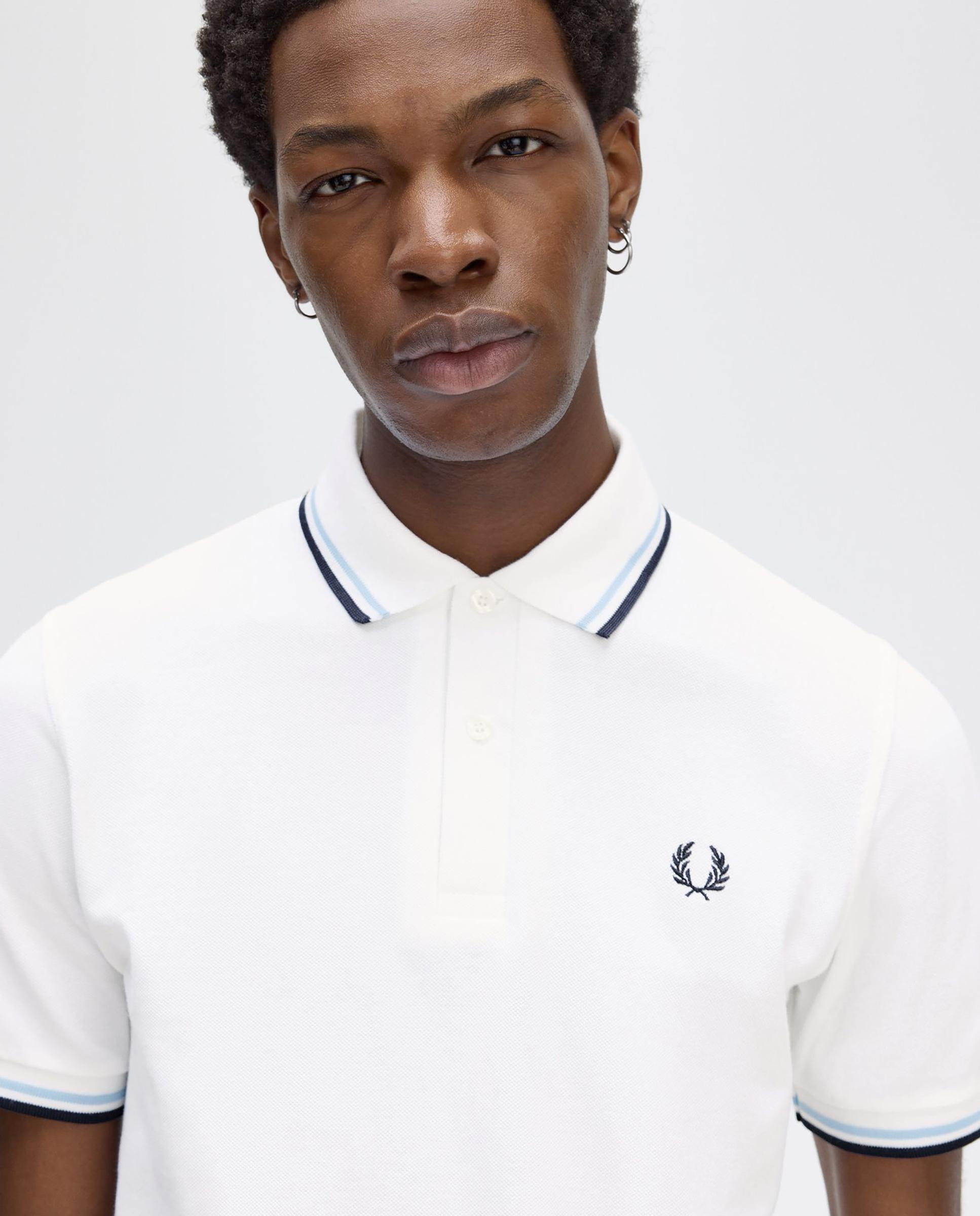Polo de hombre manga corta en punto piqué hecho en Inglaterra - Fred Perry - Blanco Blanco-5