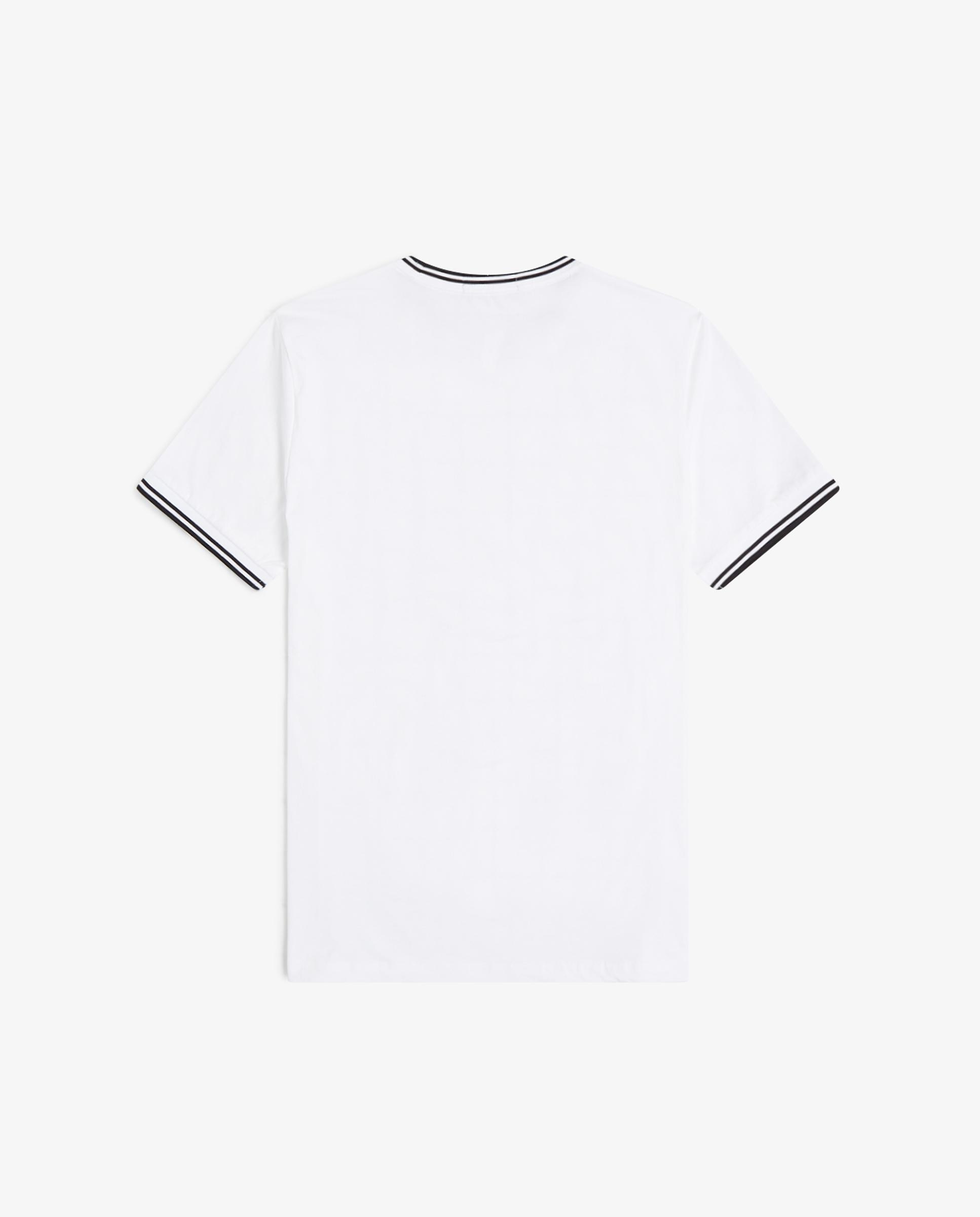 Imagen 7 de Camiseta de manga corta de hombre con ribete con dos franjas - Fred Perry - Blanco / Negro Blanco / Negro