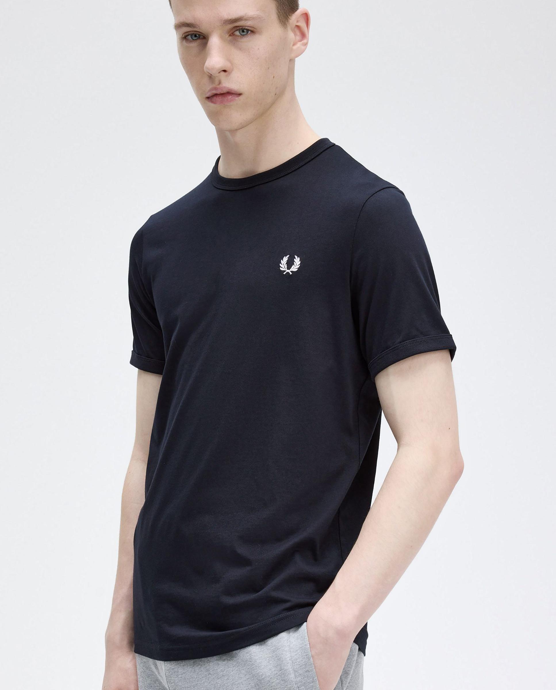 Imagen 4 de Camiseta de hombre ringer manga corta con cuello redondo - Fred Perry - Azul marino Azul marino