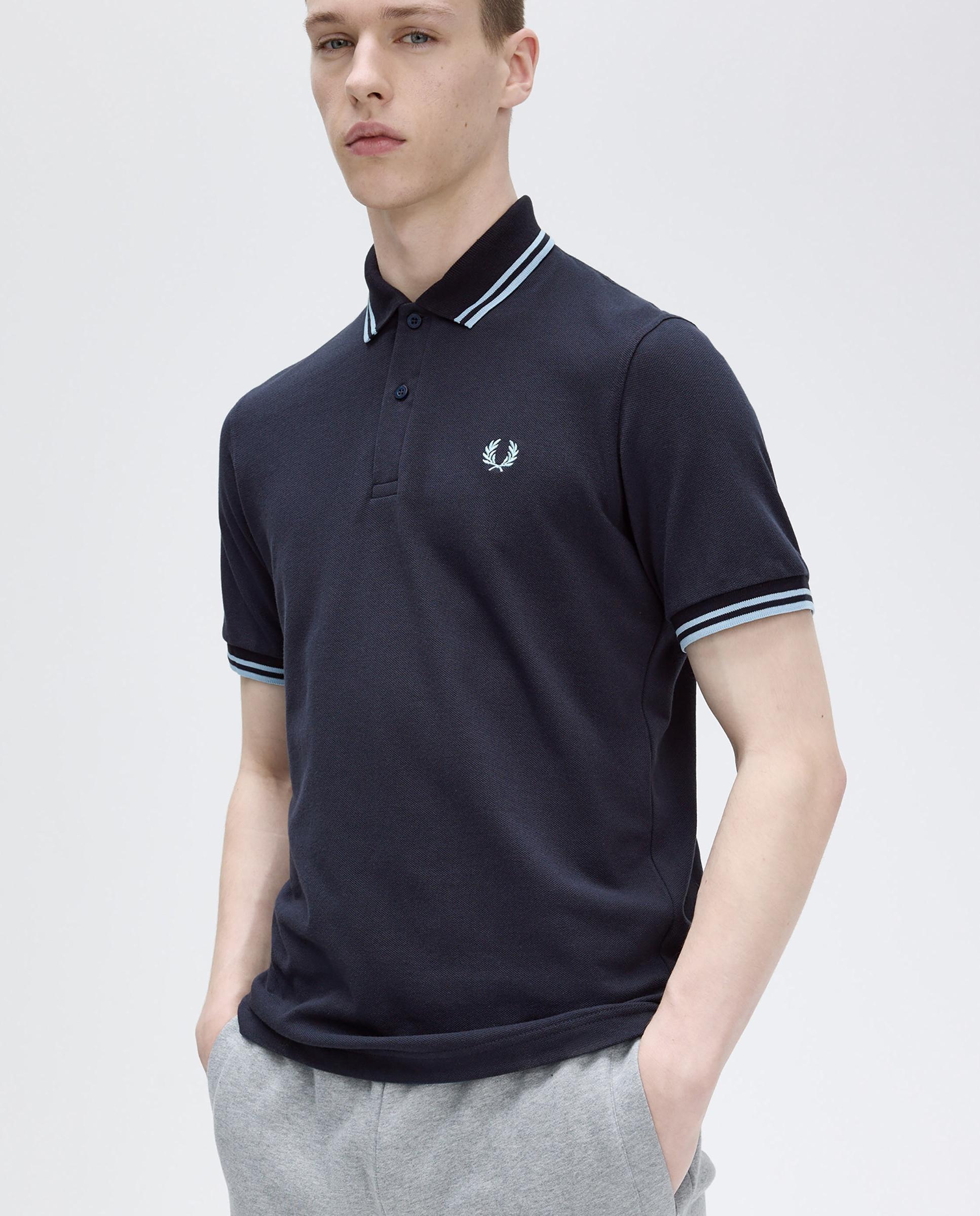 Imagen 3 de Polo de hombre manga corta en punto piqué hecho en inglaterra - Fred Perry - Azul marino Azul marino