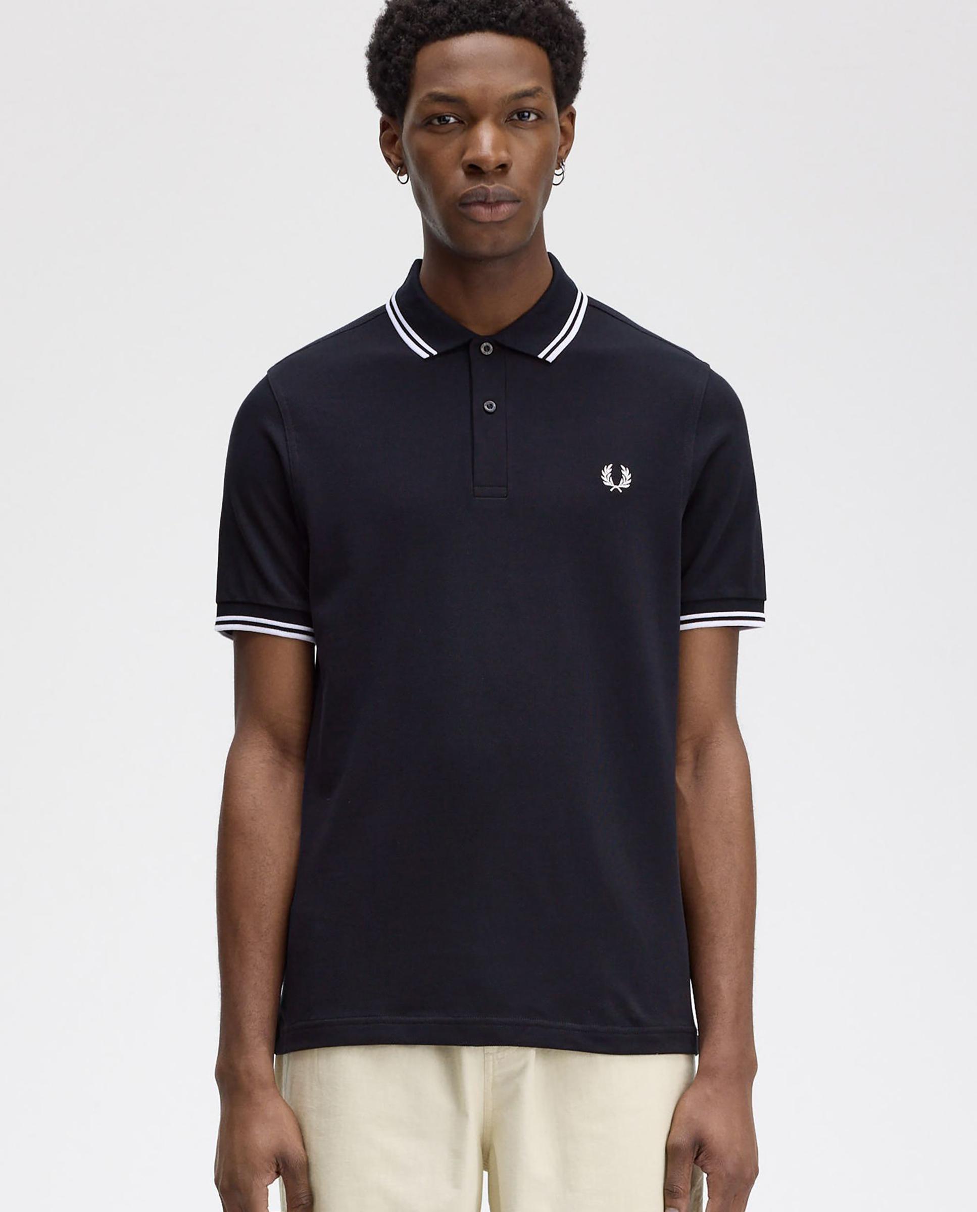 Polo de hombre de piqué de algodón manga corta - Fred Perry - Navy Navy-1
