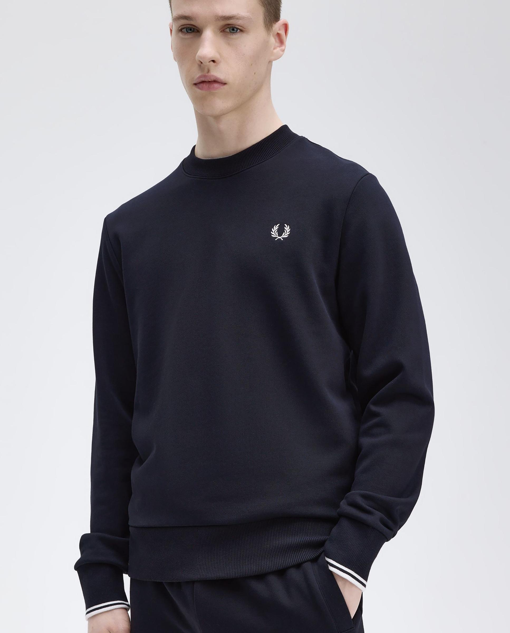 Sudadera de hombre con cuello redondo y ribete de dos franjas - Fred Perry - Azul marino Azul marino-4