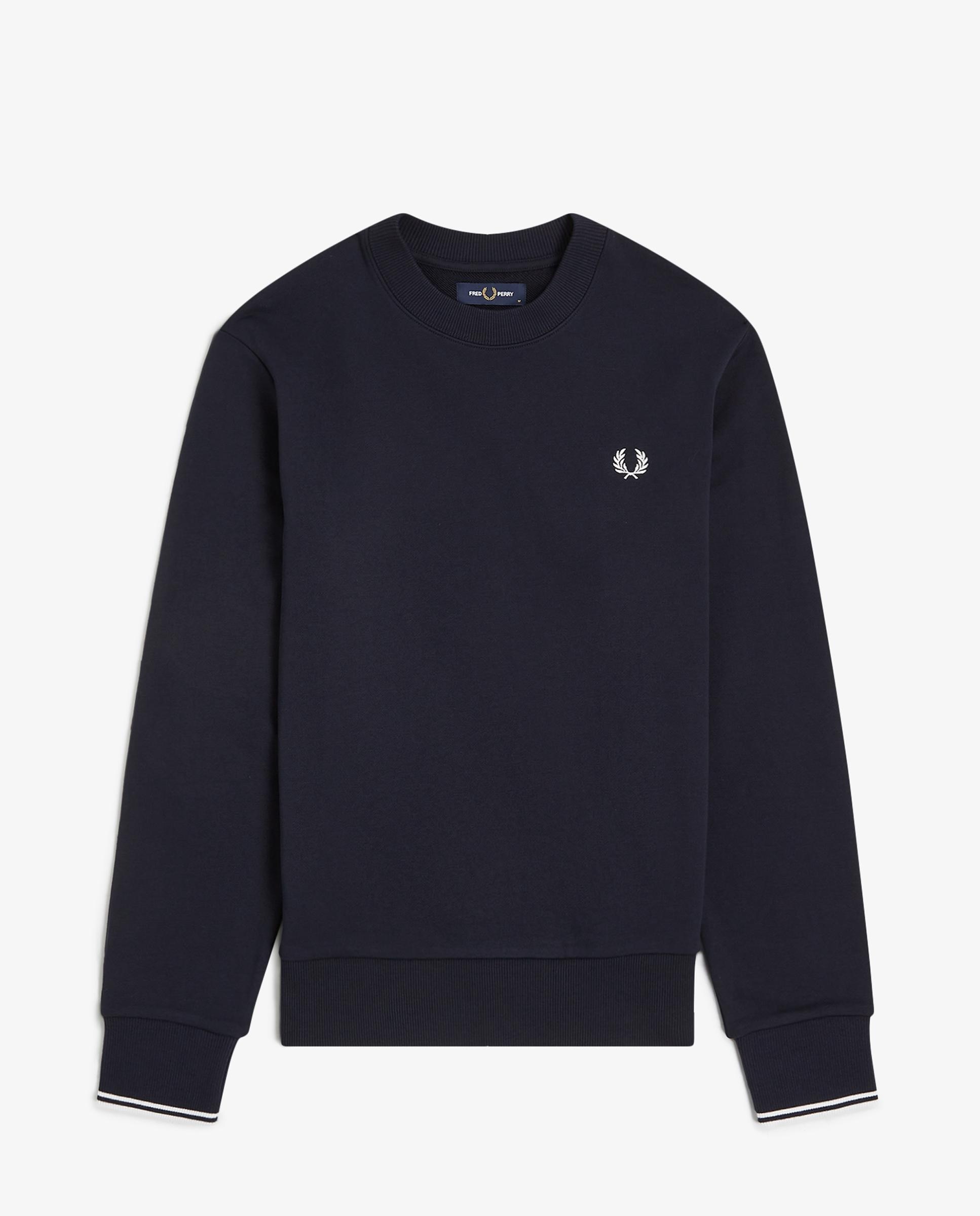 Sudadera de hombre con cuello redondo y ribete de dos franjas - Fred Perry - Azul marino Azul marino-7
