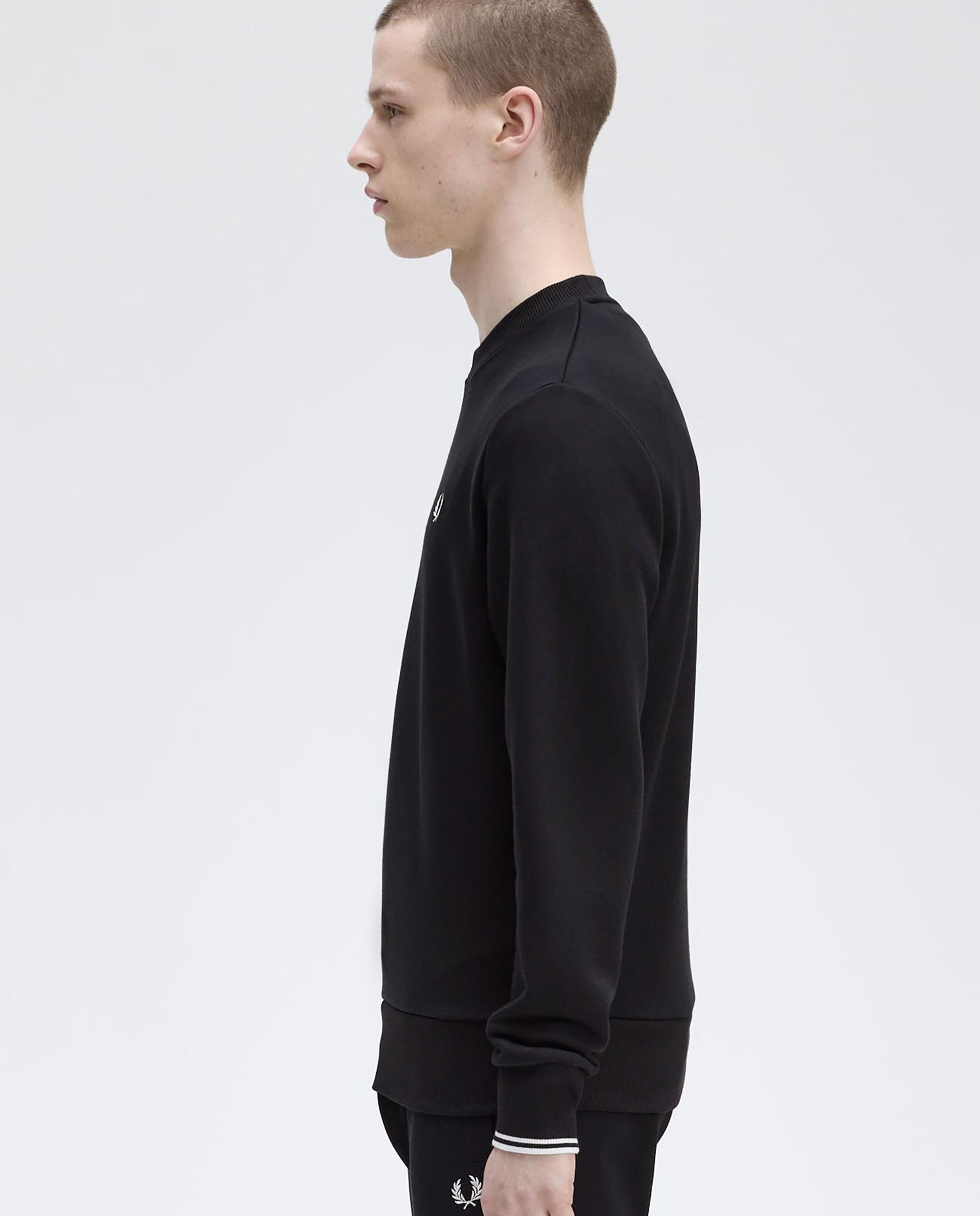 Sudadera de hombre con cuello redondo y ribete de dos franjas - Fred Perry - Negro Negro-2
