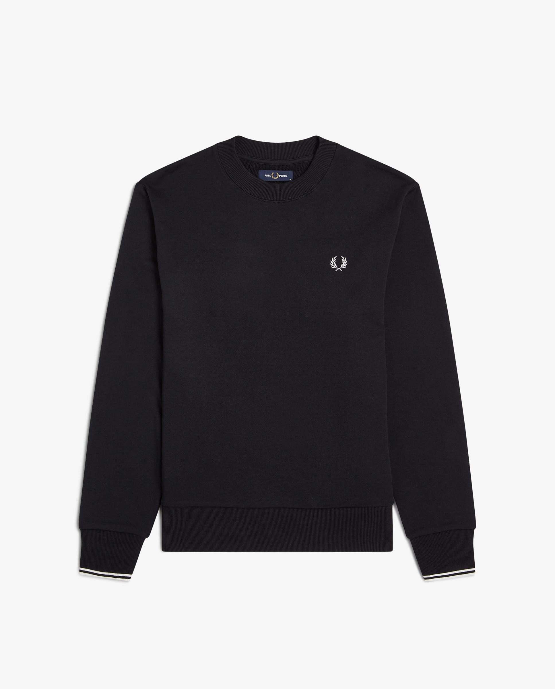 Sudadera de hombre con cuello redondo y ribete de dos franjas - Fred Perry - Negro Negro-7