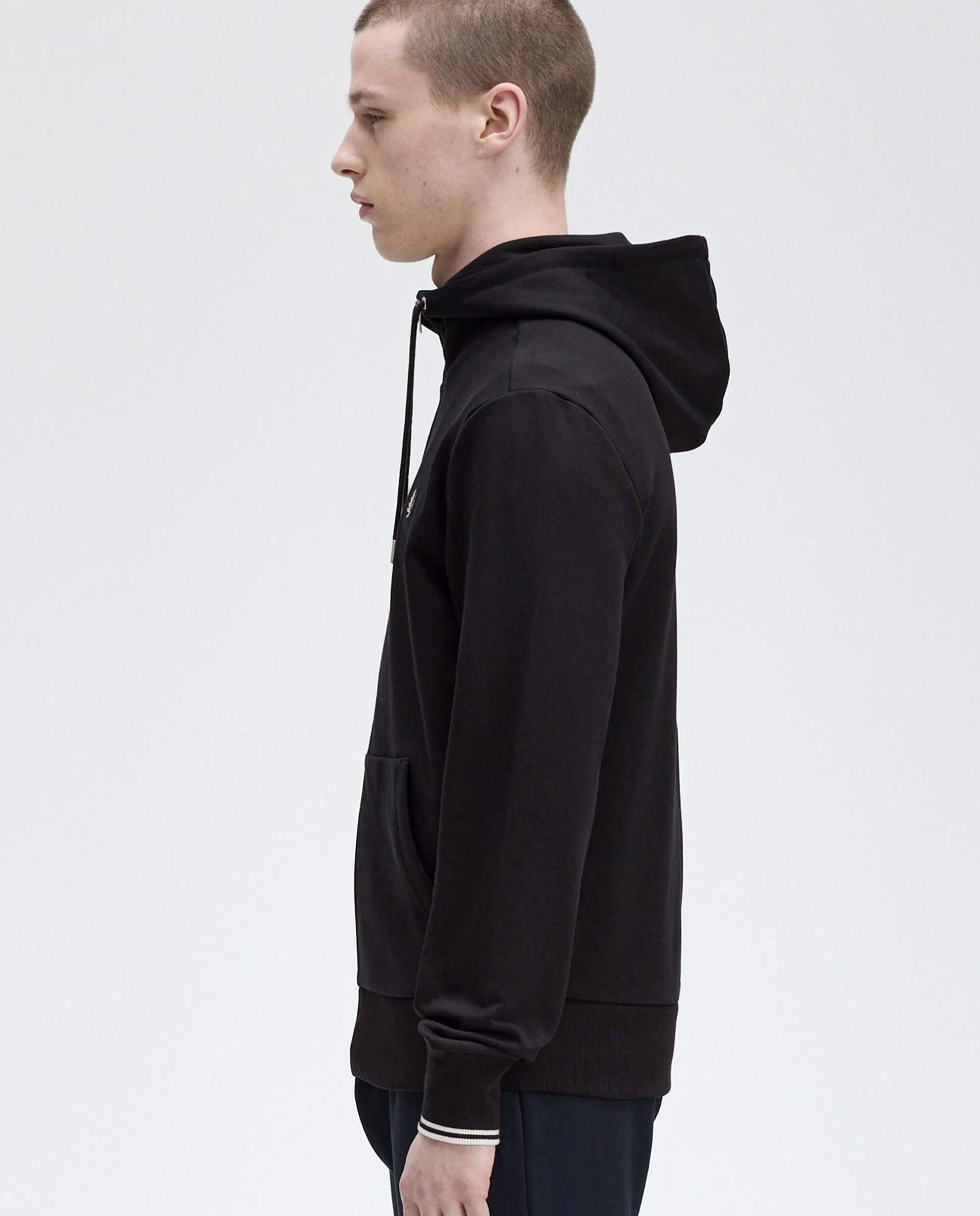 Sudadera de hombre con capucha y cremallera - Fred Perry - Negro Negro-2