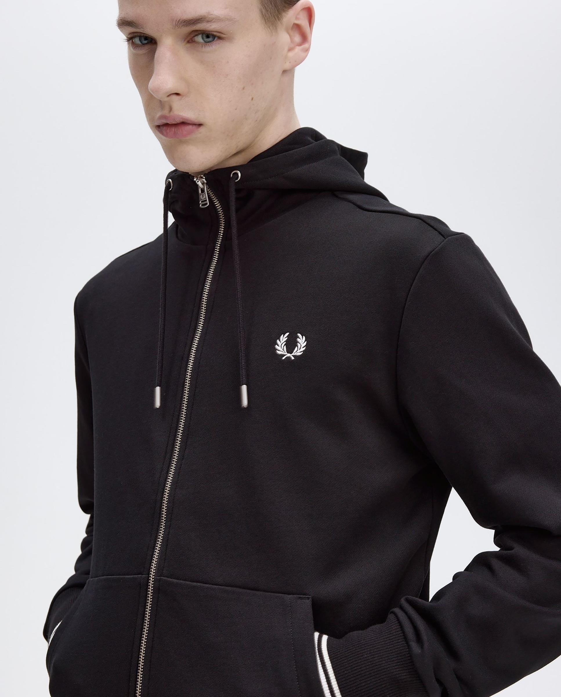 Sudadera de hombre con capucha y cremallera - Fred Perry - Negro Negro-3