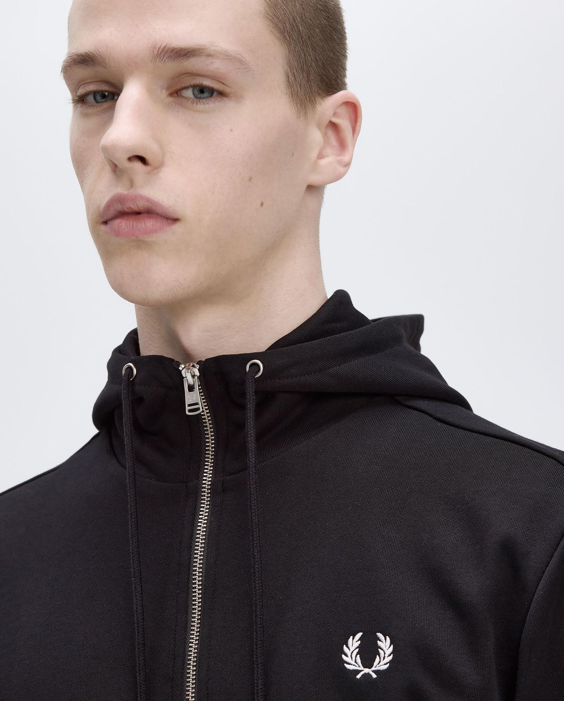 Sudadera de hombre con capucha y cremallera - Fred Perry - Negro Negro-5