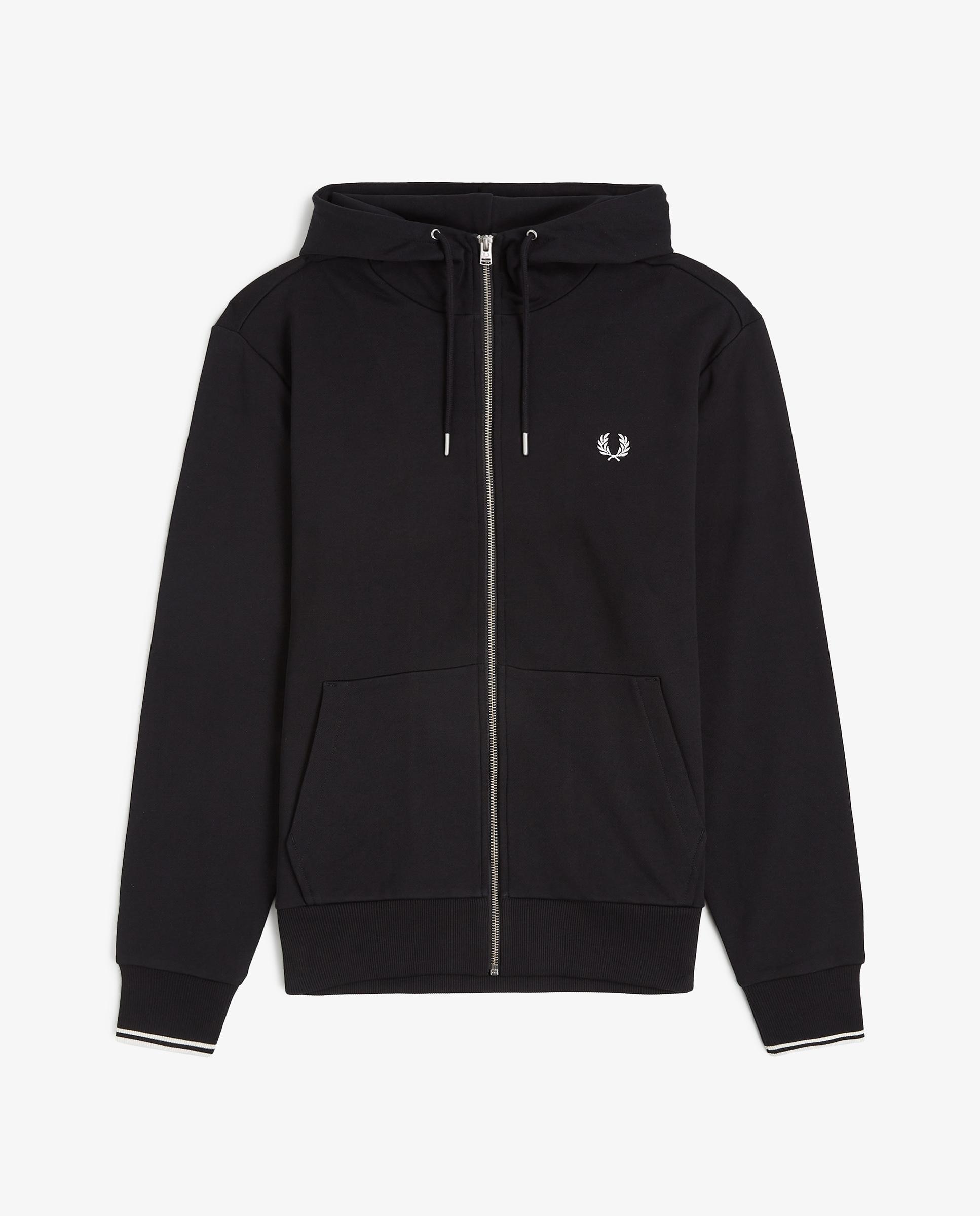 Sudadera de hombre con capucha y cremallera - Fred Perry - Negro Negro-7