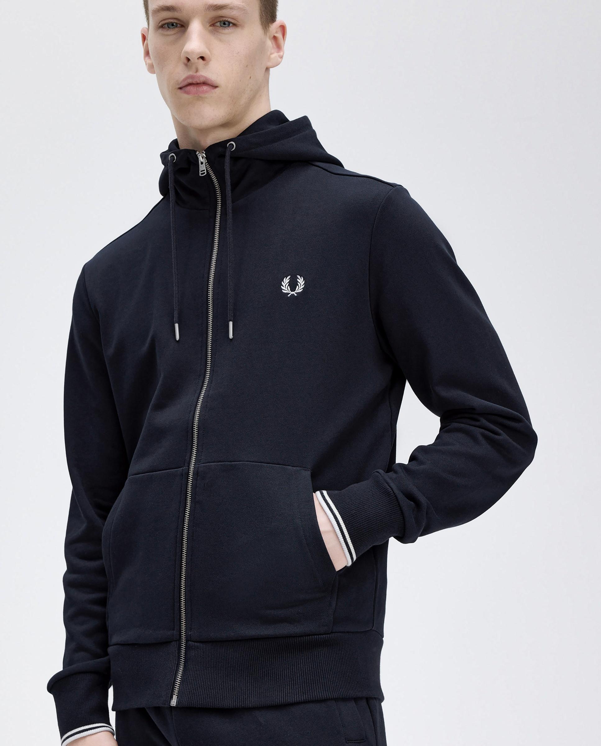 Sudadera de hombre con capucha y cremallera - Fred Perry - Azul marino Azul marino-4