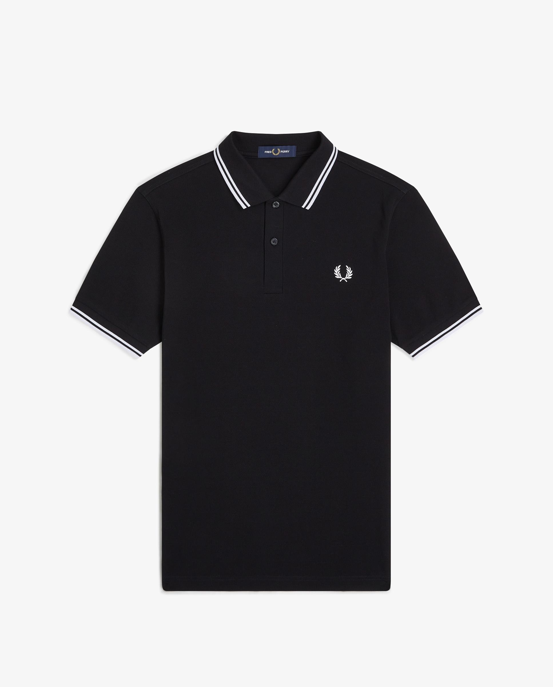 Polo de hombre de piqué de algodón manga corta - Fred Perry - Negro / Blanco Negro / Blanco-6