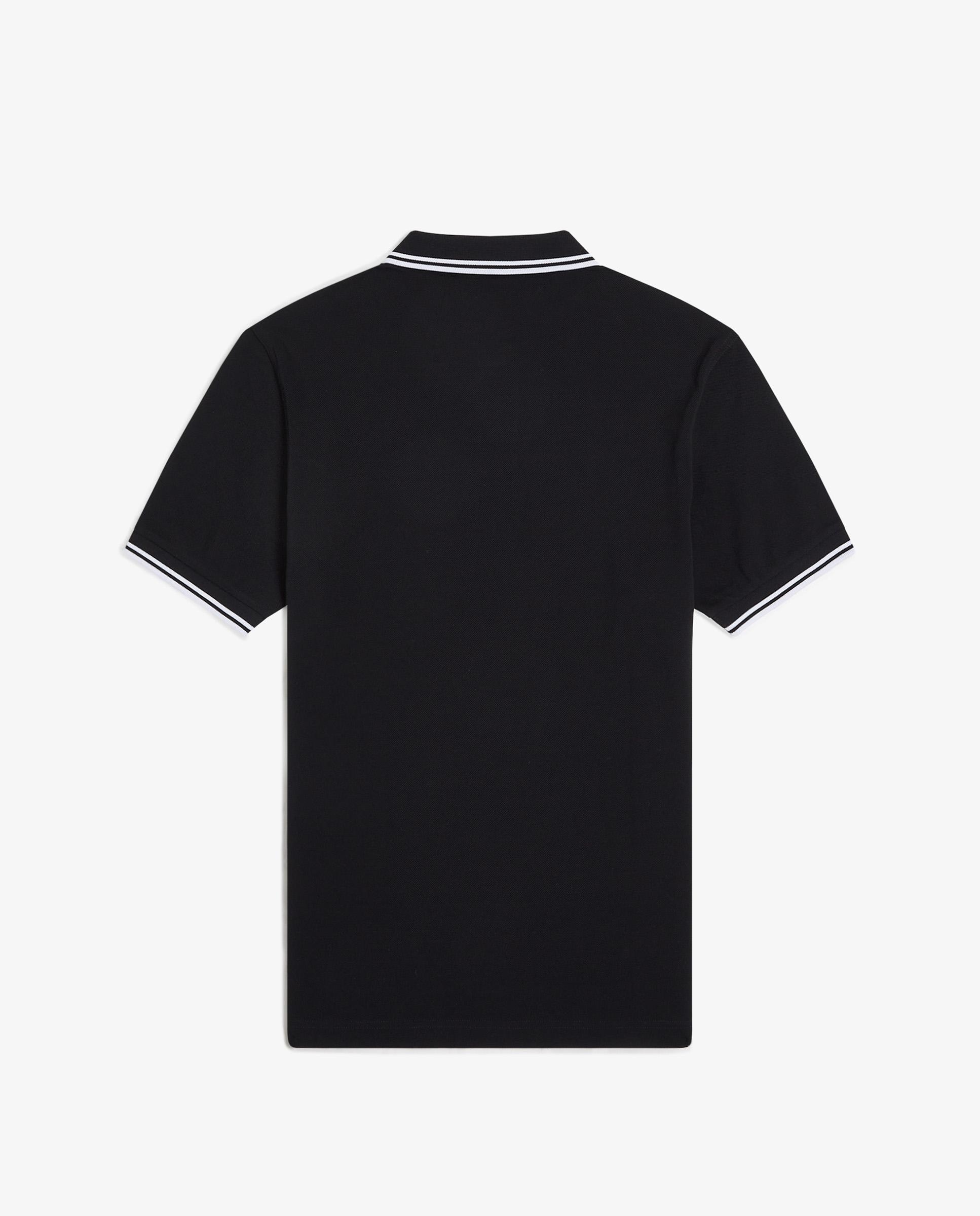 Polo de hombre de piqué de algodón manga corta - Fred Perry - Negro / Blanco Negro / Blanco-5