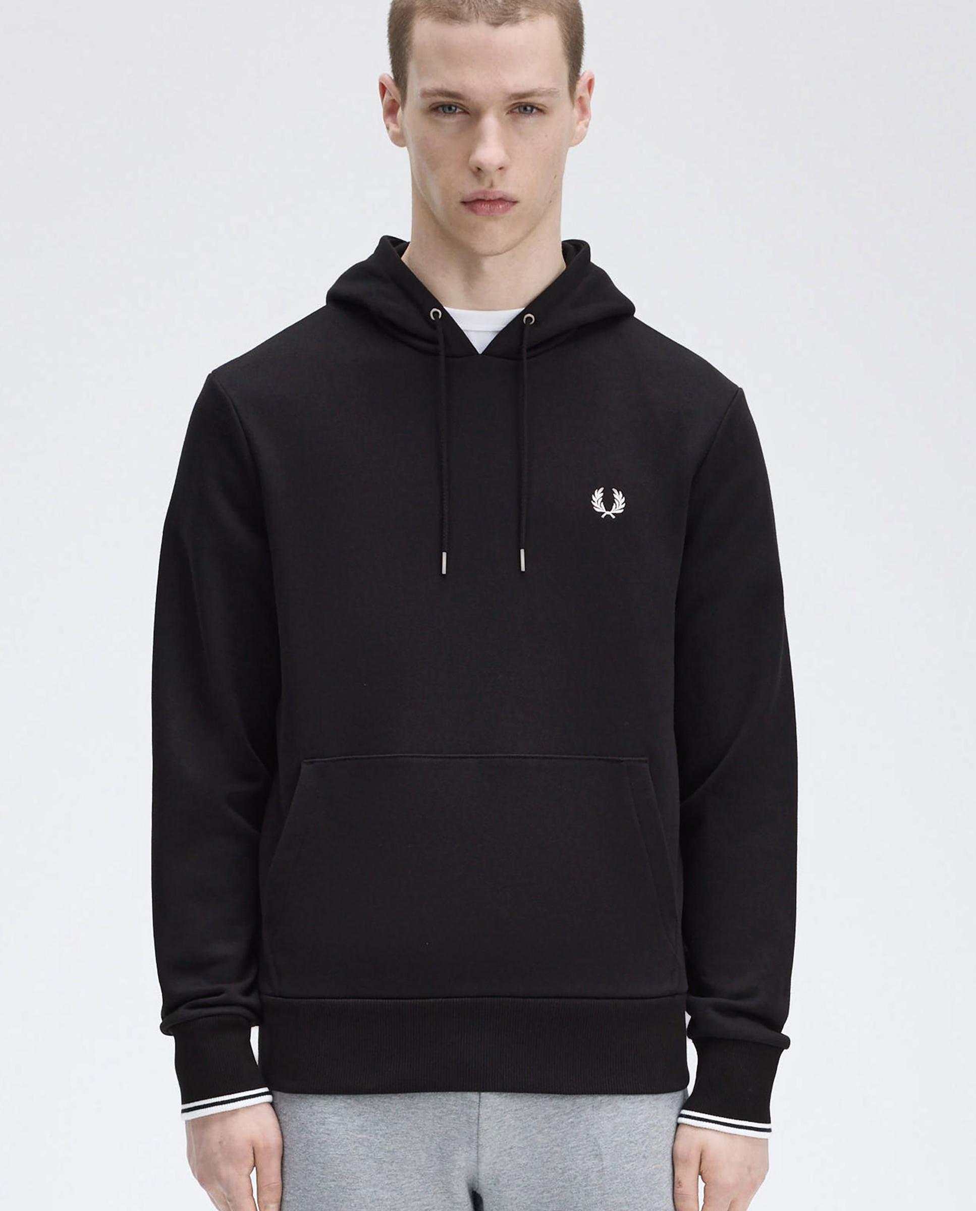 Fred Perry - Sudadera de hombre con capucha y bolsillo canguro.