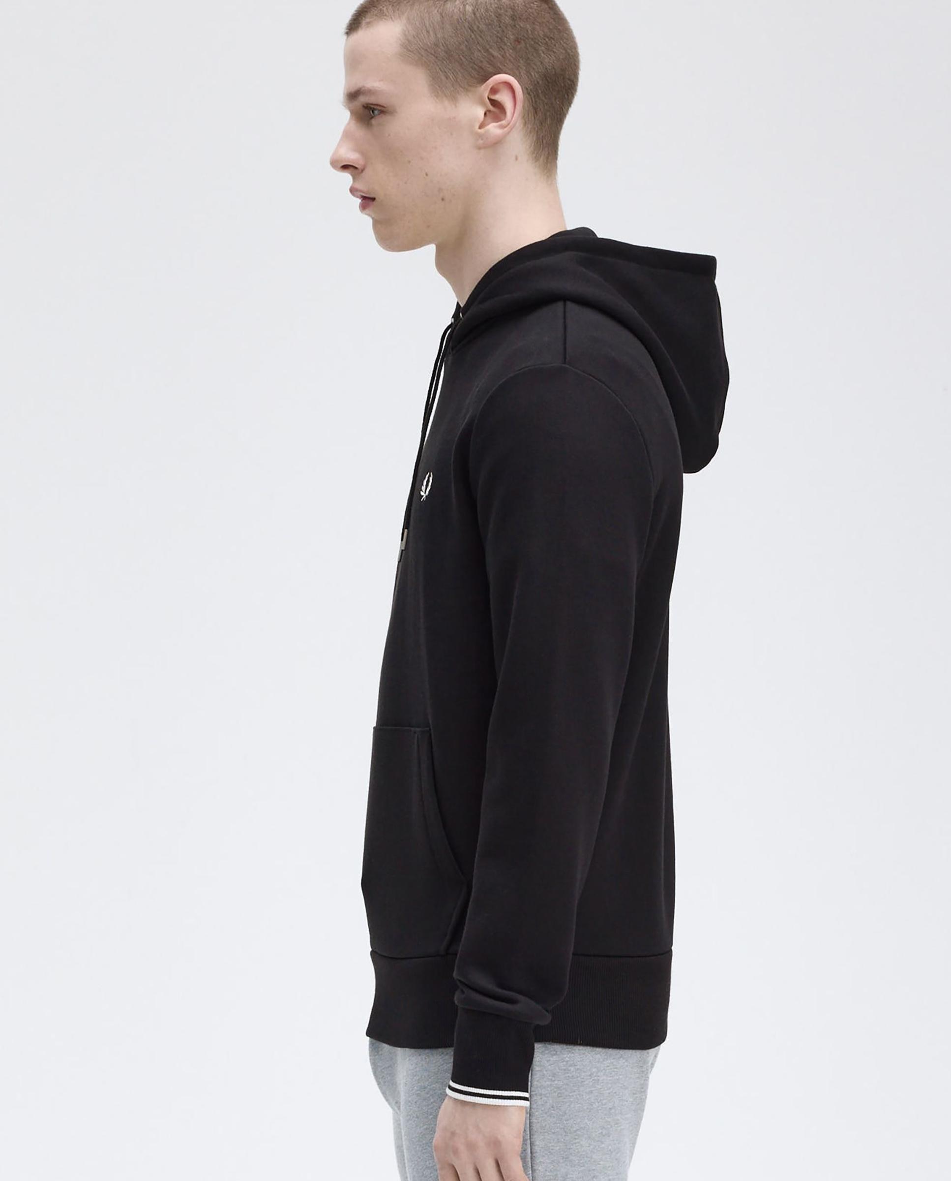 Sudadera de hombre con capucha y bolsillo canguro - Fred Perry - Negro Negro-2
