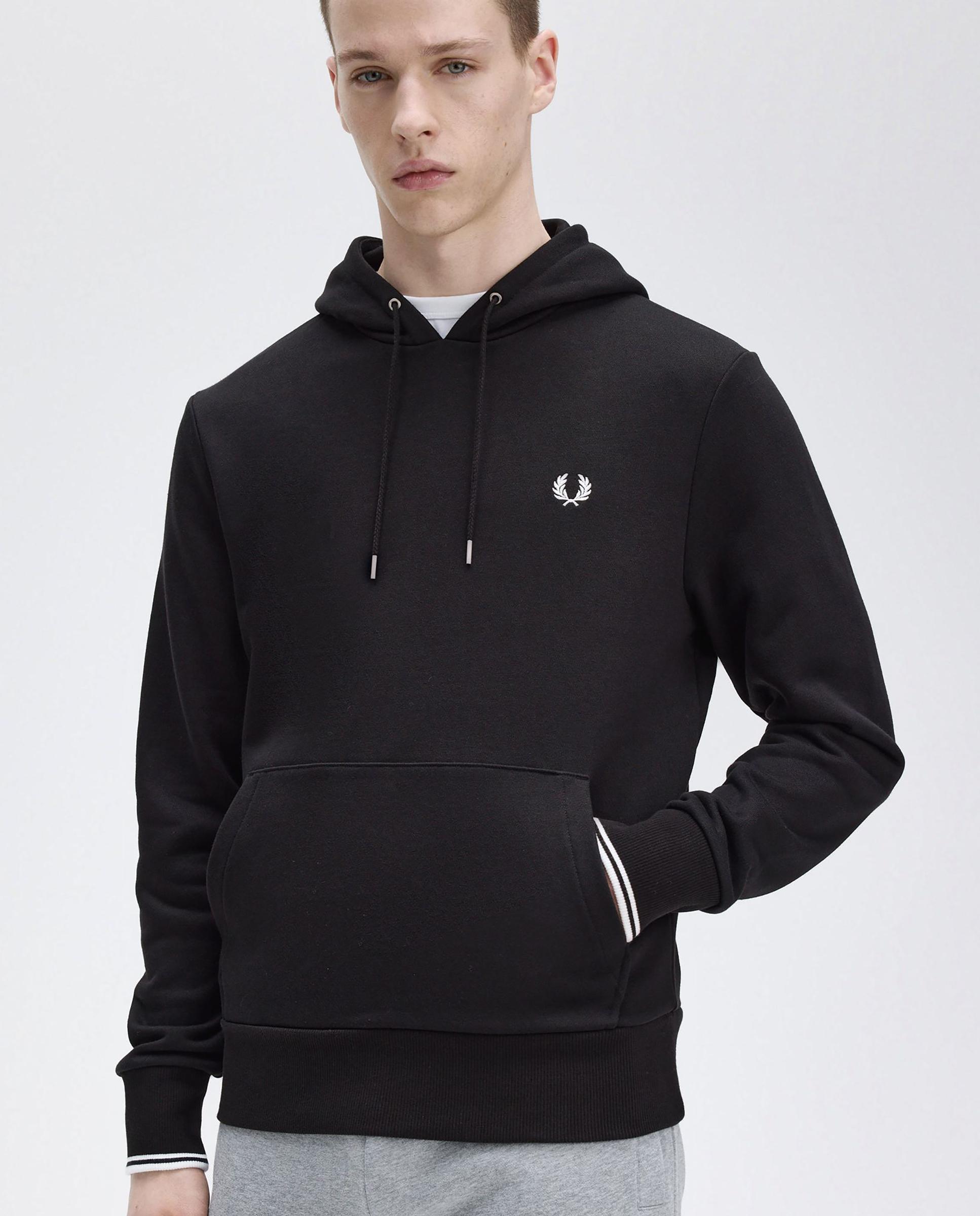 Sudadera de hombre con capucha y bolsillo canguro - Fred Perry - Negro Negro-3