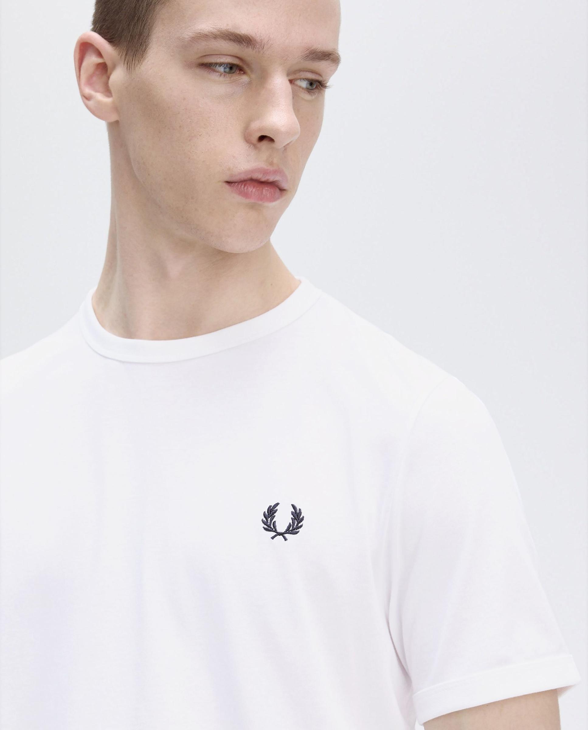 Camiseta de hombre ringer manga corta con cuello redondo - Fred Perry - Blanco Blanco-4