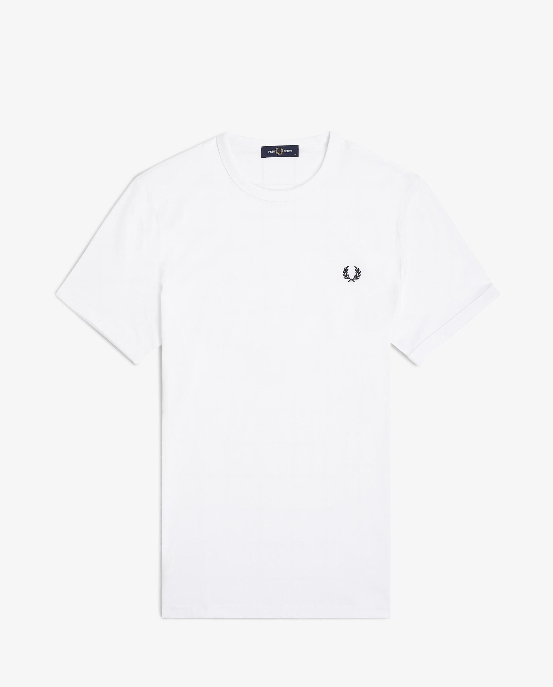 Camiseta de hombre ringer manga corta con cuello redondo - Fred Perry - Blanco Blanco-6