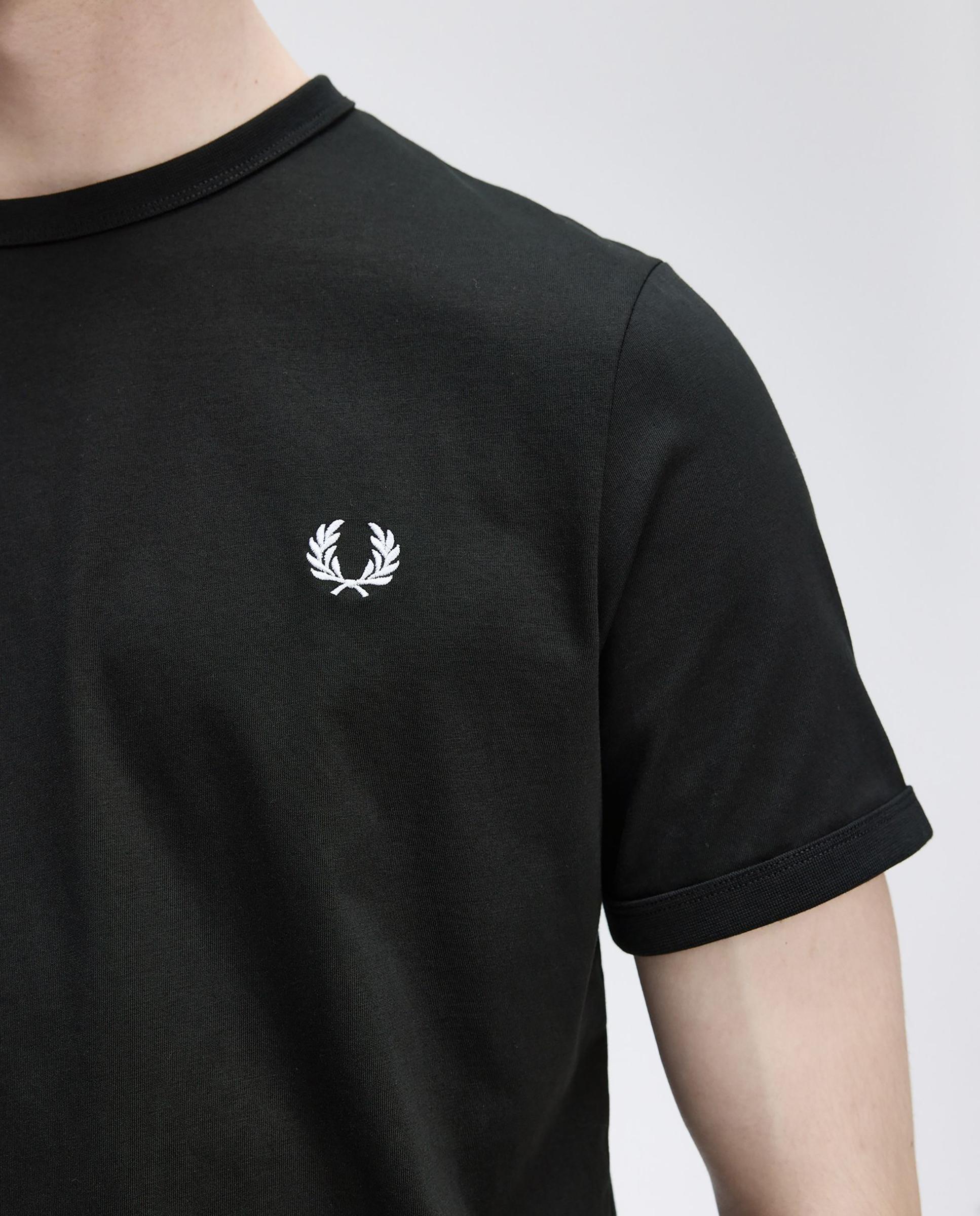 Camiseta de hombre ringer manga corta con cuello redondo - Fred Perry - Negro brillante Negro brillante-4