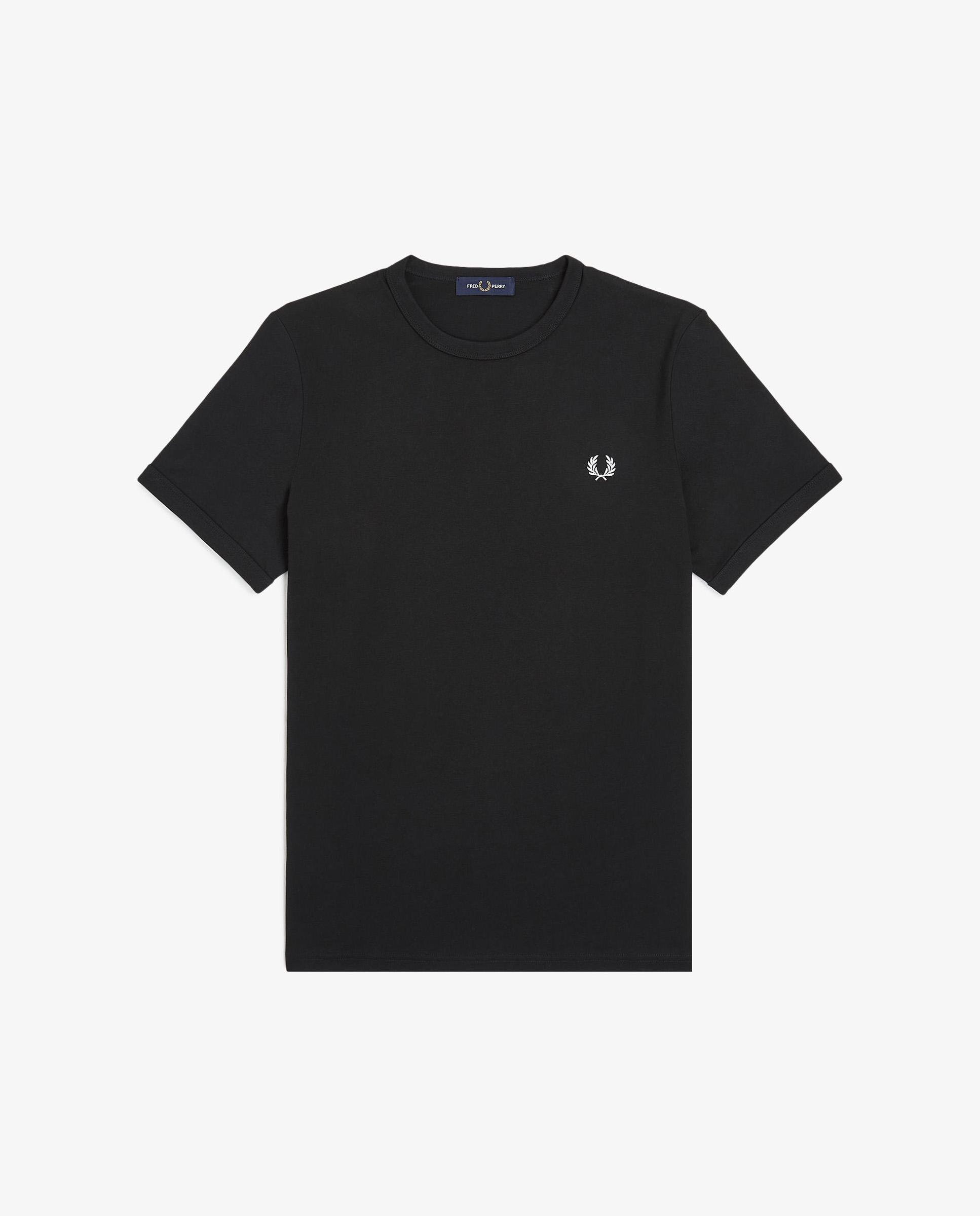 Camiseta de hombre ringer manga corta con cuello redondo - Fred Perry - Negro brillante Negro brillante-6