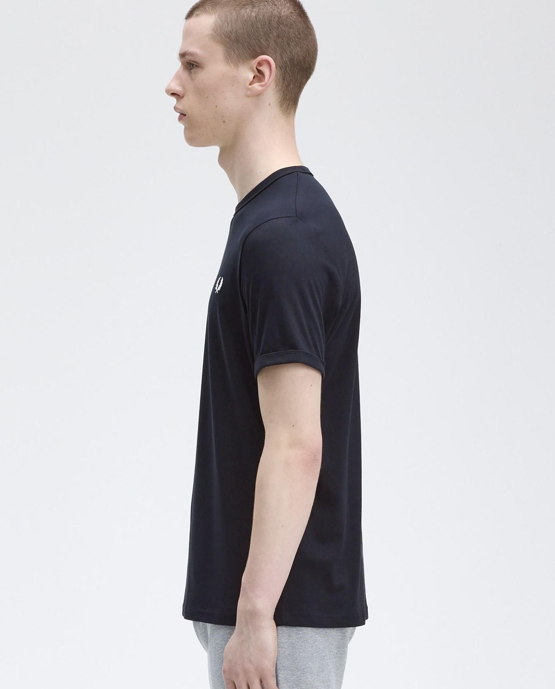 Camiseta de hombre ringer manga corta con cuello redondo - Fred Perry - Verde oscuro Azul marino-2