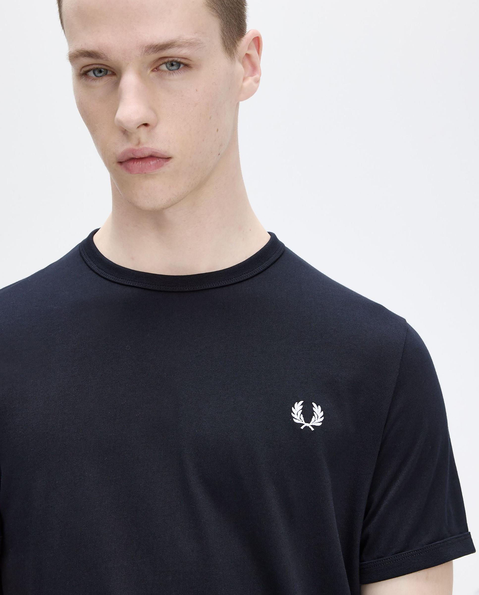 Camiseta de hombre ringer manga corta con cuello redondo - Fred Perry - Verde oscuro Azul marino-3