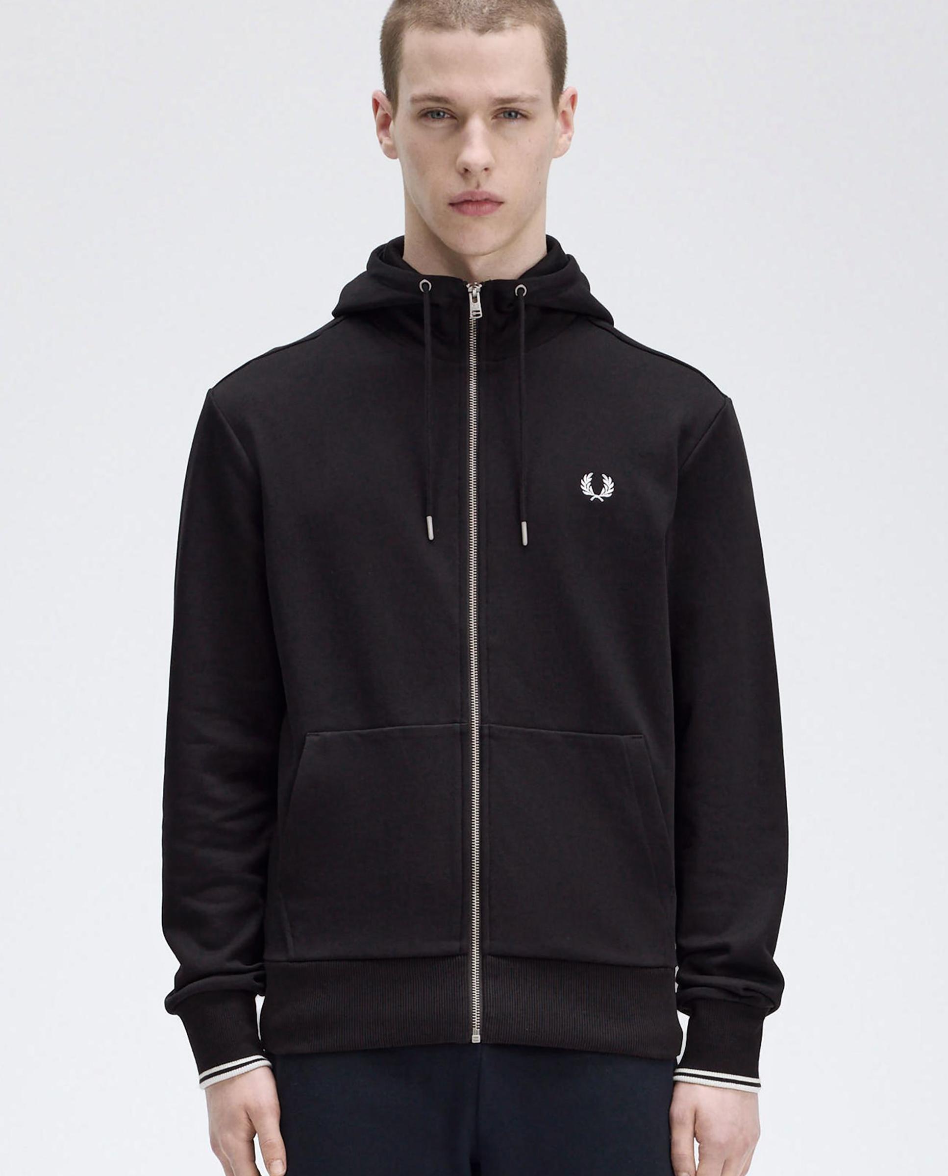 Imagen 0 de Sudadera de hombre con capucha y cremallera Negro