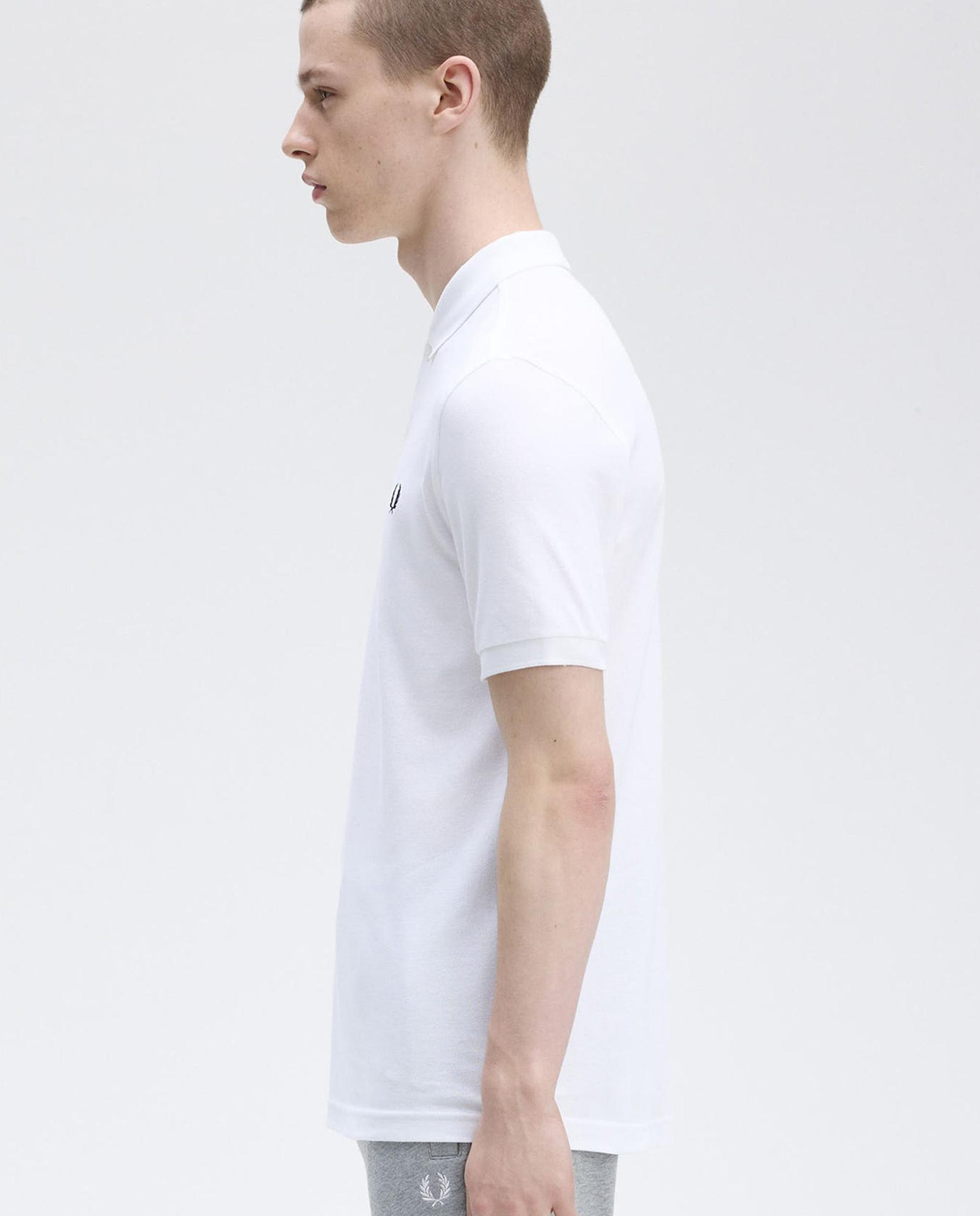 Polo de hombre liso de manga corta en piqué de algodón - Fred Perry - Blanco Blanco-2