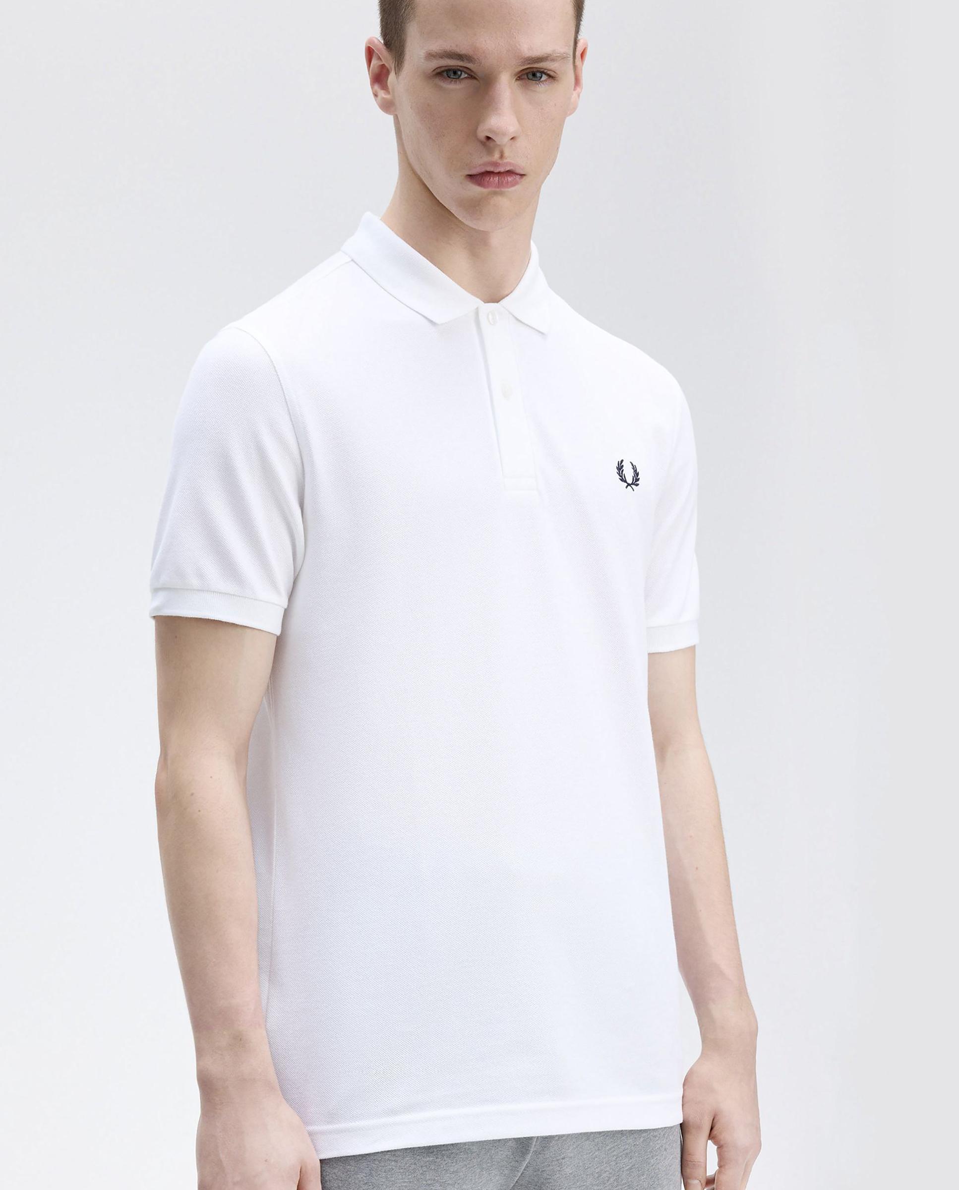 Polo de hombre liso de manga corta en piqué de algodón - Fred Perry - Blanco Blanco-3