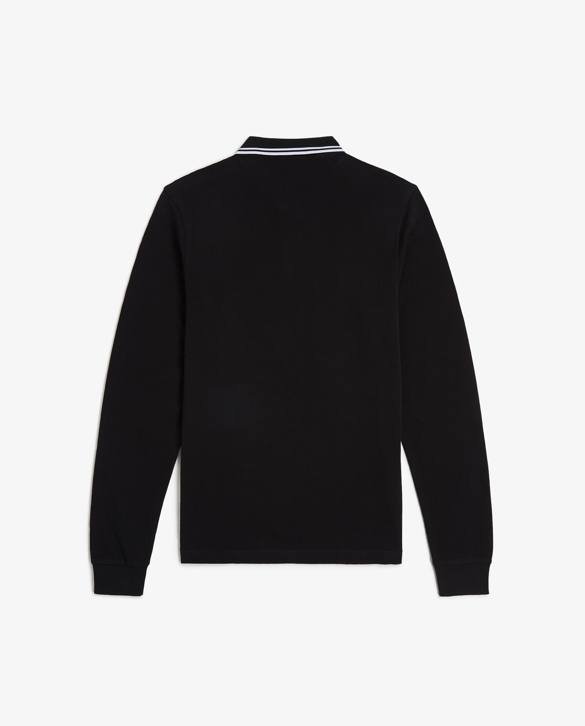 Polo de hombre de piqué de algodón manga larga - Fred Perry - Negro / Blanco Negro / Blanco-6