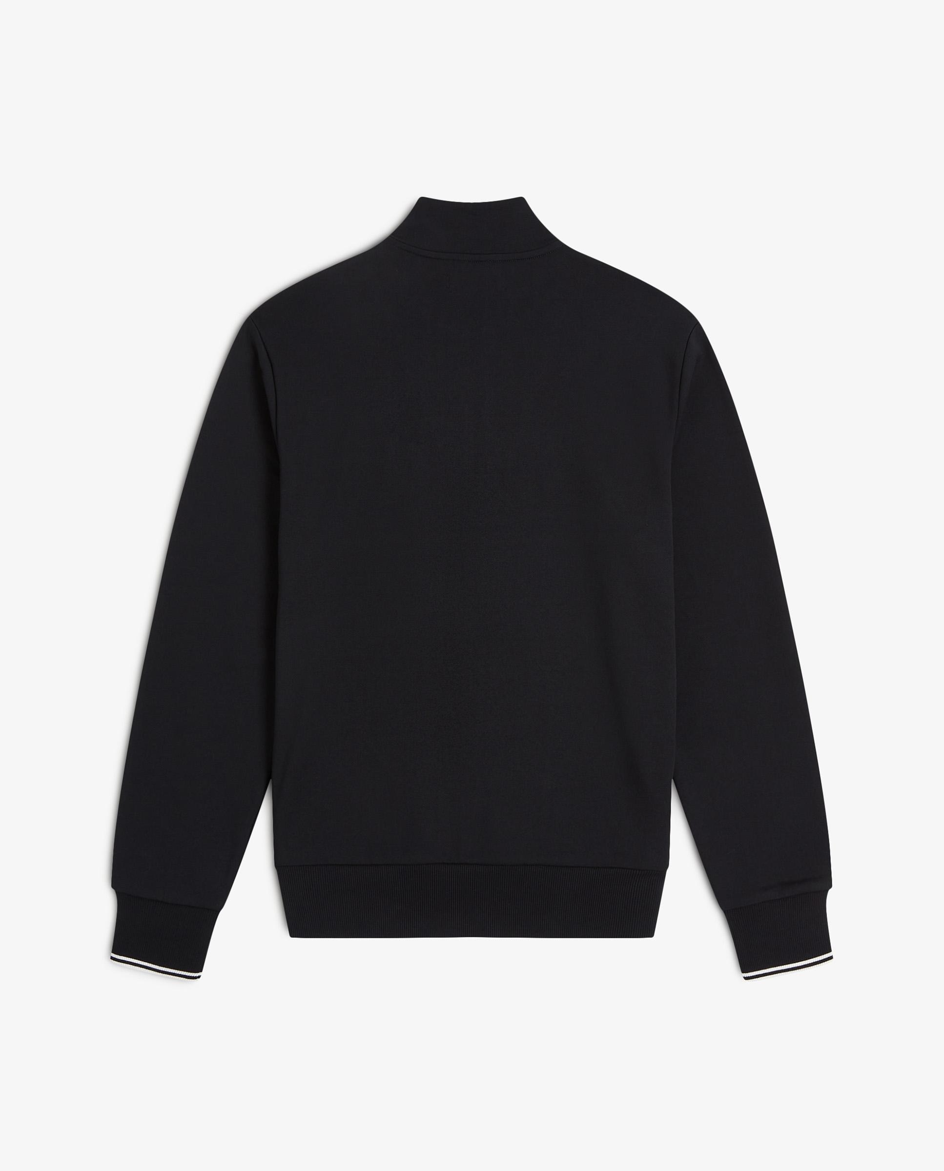 Sudadera de hombre con media cremallera y ribetes - Fred Perry - Negro / Blanco Negro / Blanco-8