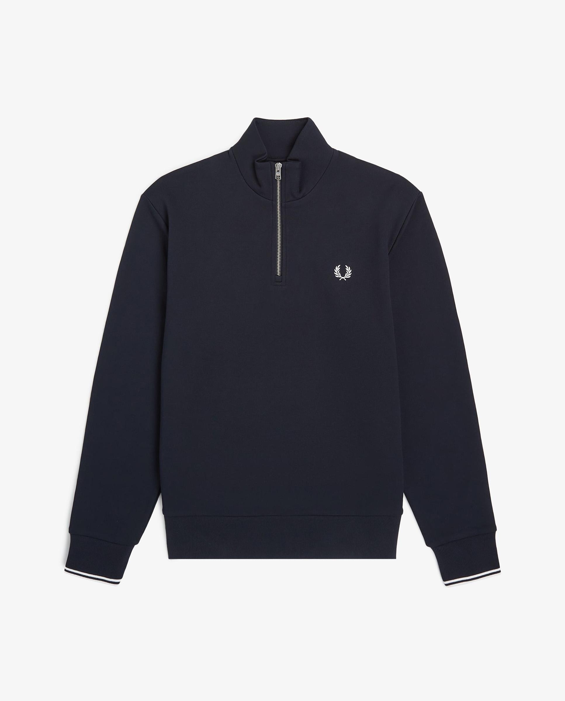 Sudadera de hombre con media cremallera y ribetes a contraste - Fred Perry - Azul marino Azul marino-7