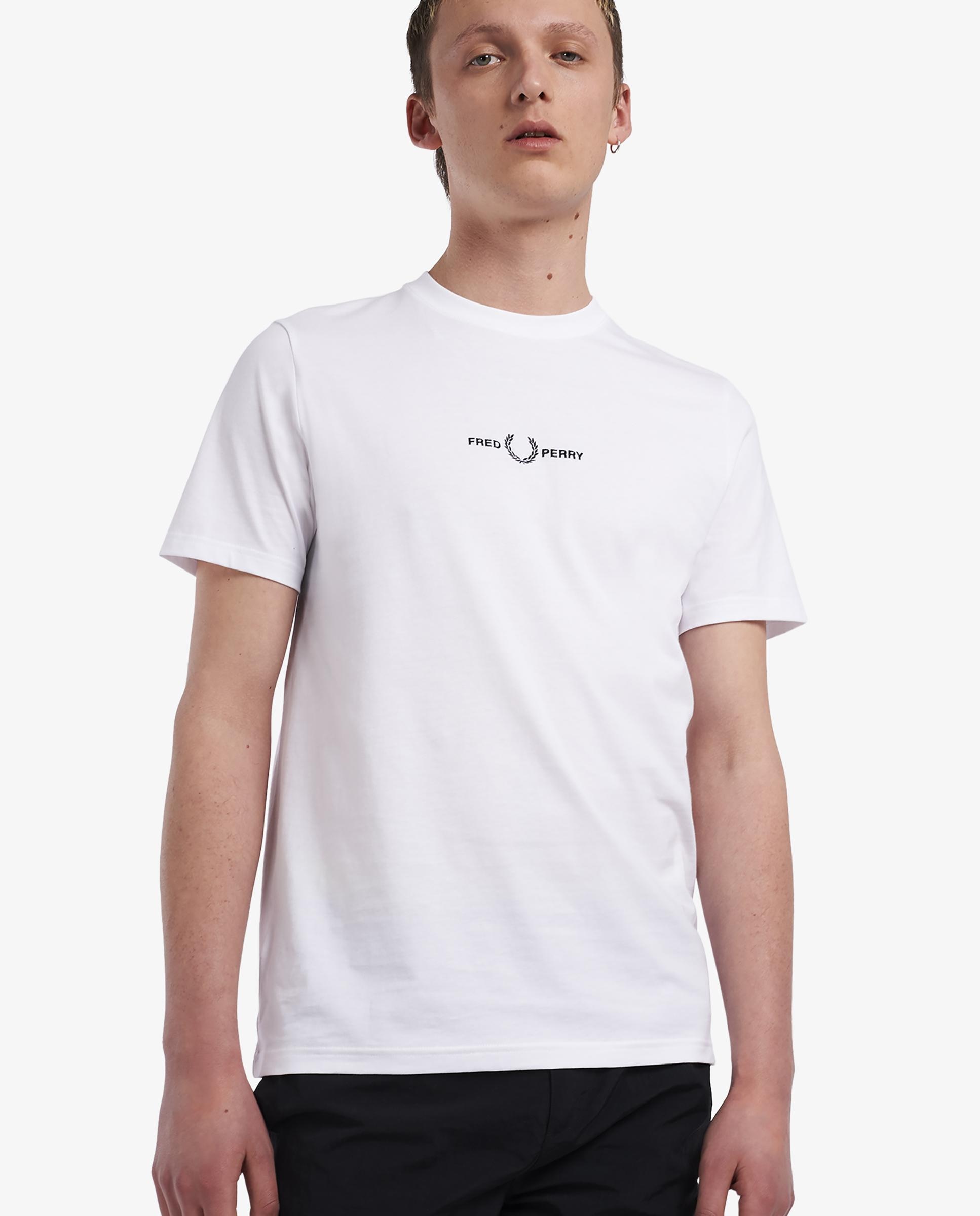 Camiseta de hombre de manga corta con cuello redondo - Fred Perry - Blanco Blanco-1