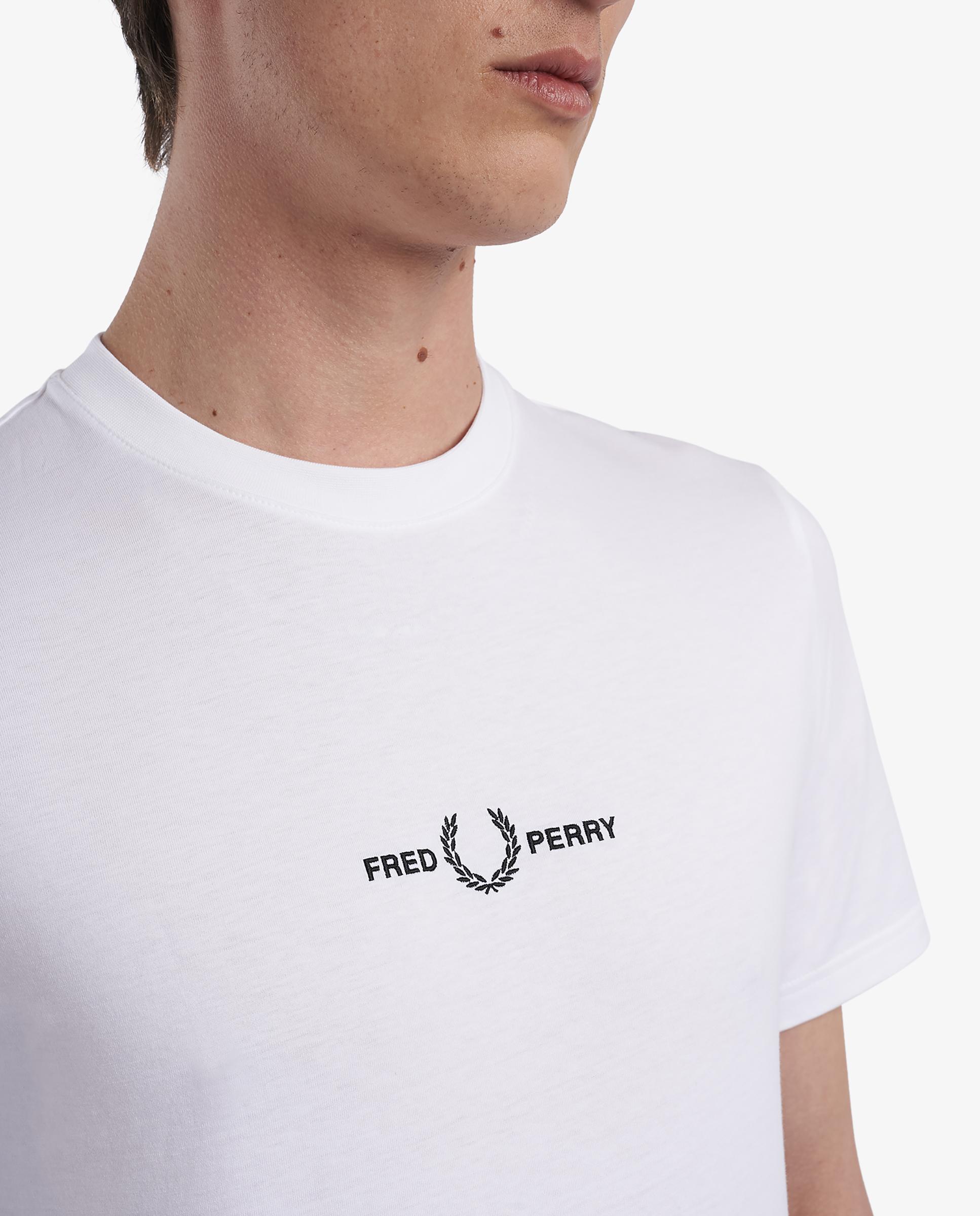 Camiseta de hombre de manga corta con cuello redondo - Fred Perry - Blanco Blanco-3