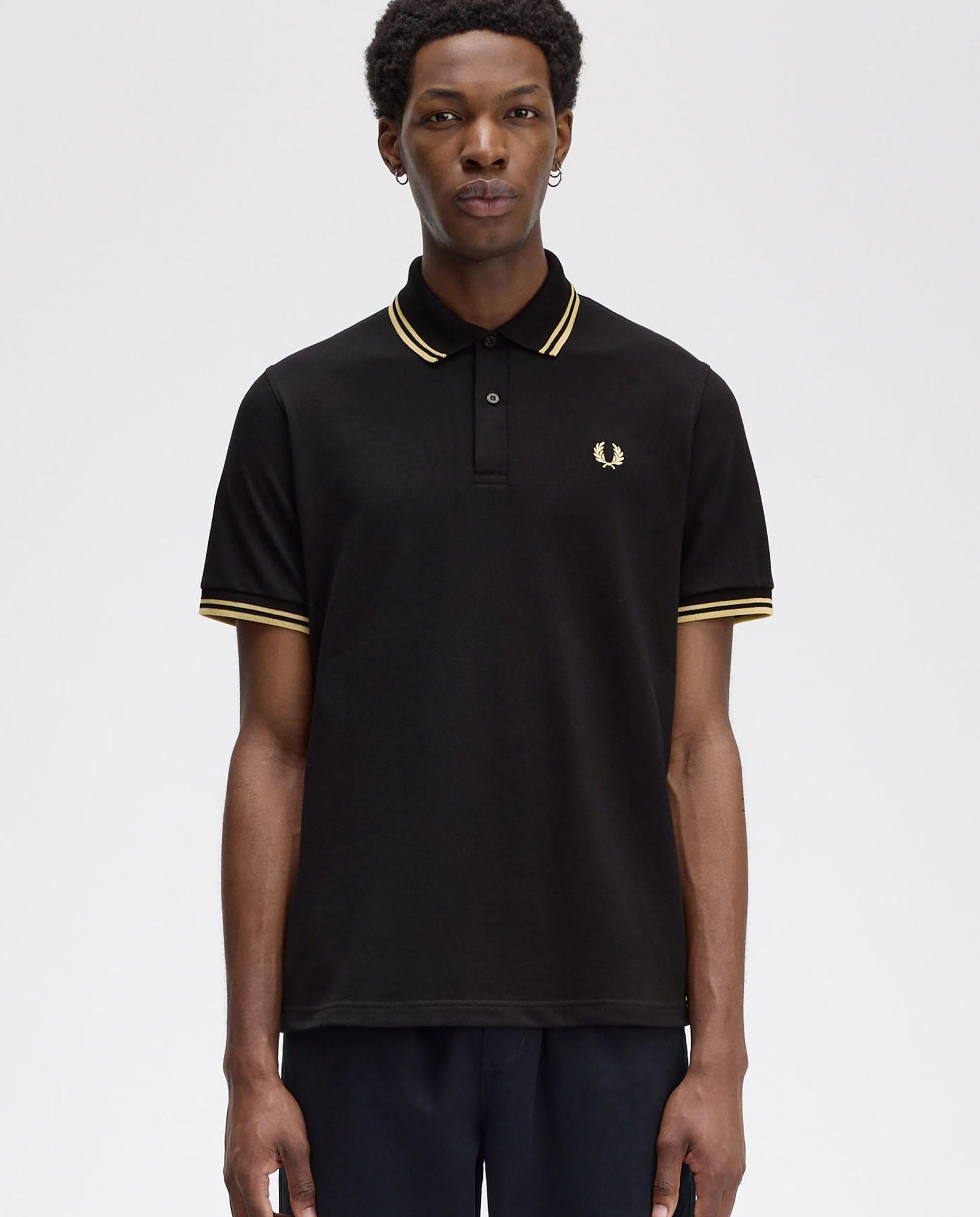 Imagen 1 de Polo de hombre manga corta en punto piqué hecho en inglaterra - Fred Perry - Negro / Natural Negro / Natural