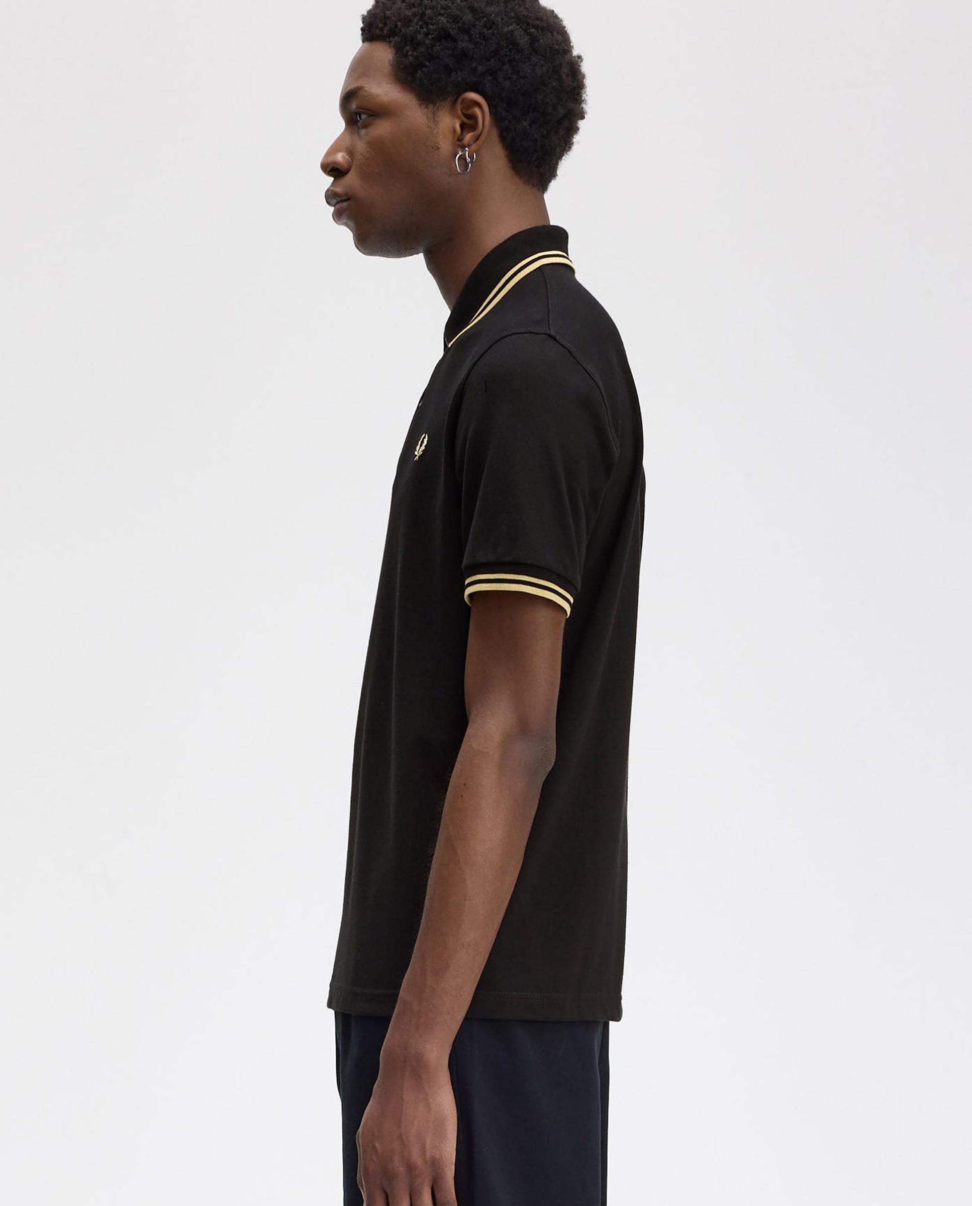Imagen 2 de Polo de hombre manga corta en punto piqué hecho en inglaterra - Fred Perry - Negro / Natural Negro / Natural