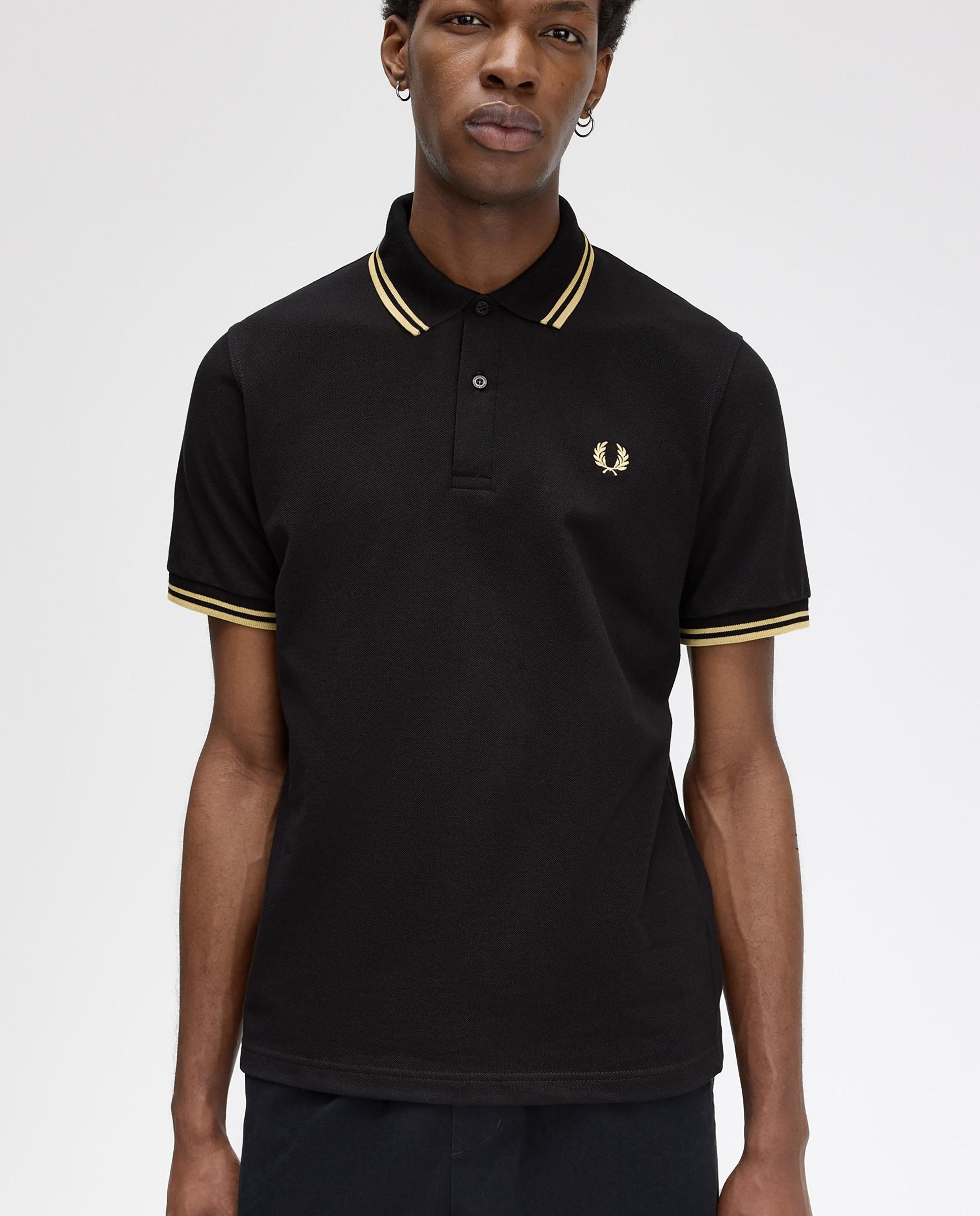 Imagen 4 de Polo de hombre manga corta en punto piqué hecho en inglaterra - Fred Perry - Negro / Natural Negro / Natural