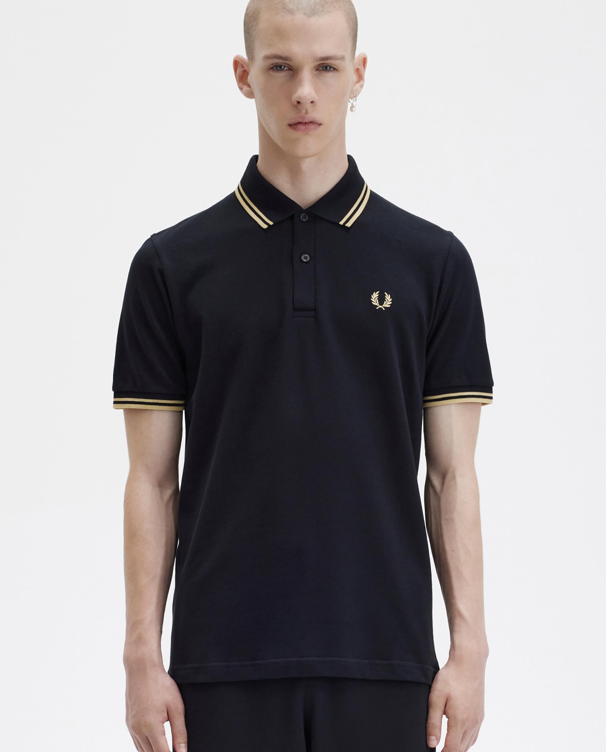 Imagen 6 de Polo de hombre manga corta en punto piqué hecho en inglaterra - Fred Perry - Negro / Natural Negro / Natural