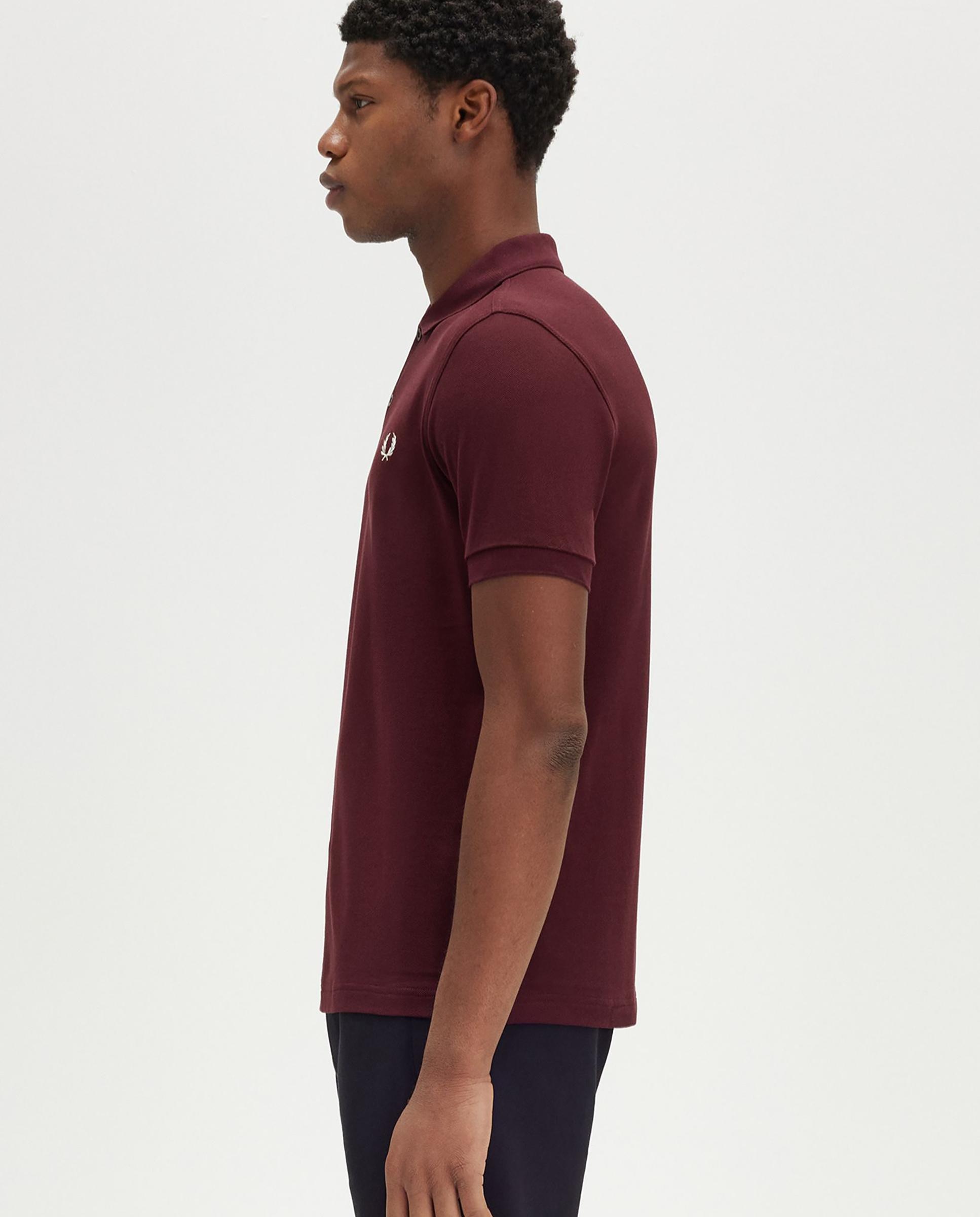 Polo de hombre liso de manga corta en piqué de algodón - Fred Perry - Celeste Granate-2