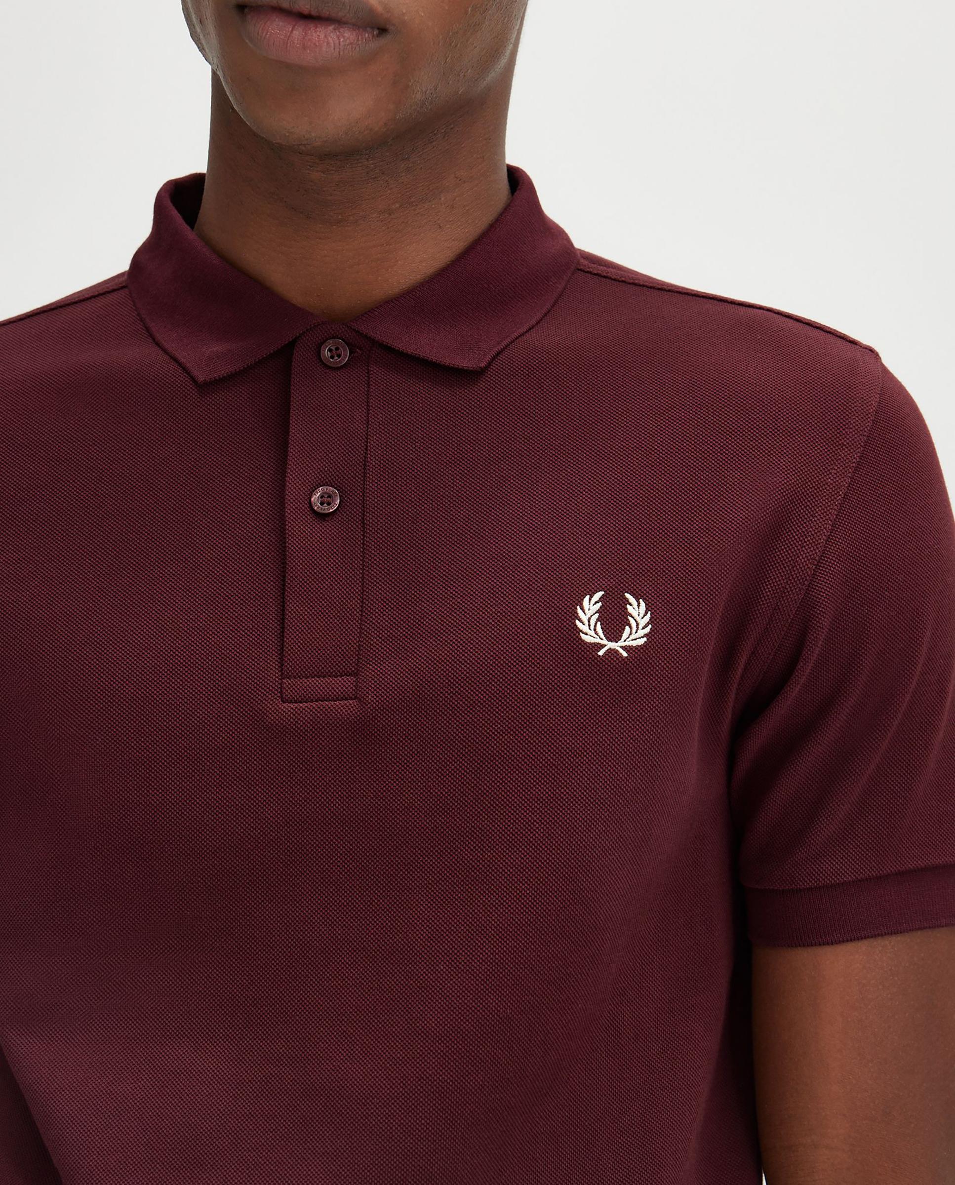 Polo de hombre liso de manga corta en piqué de algodón - Fred Perry - Granate Granate-4