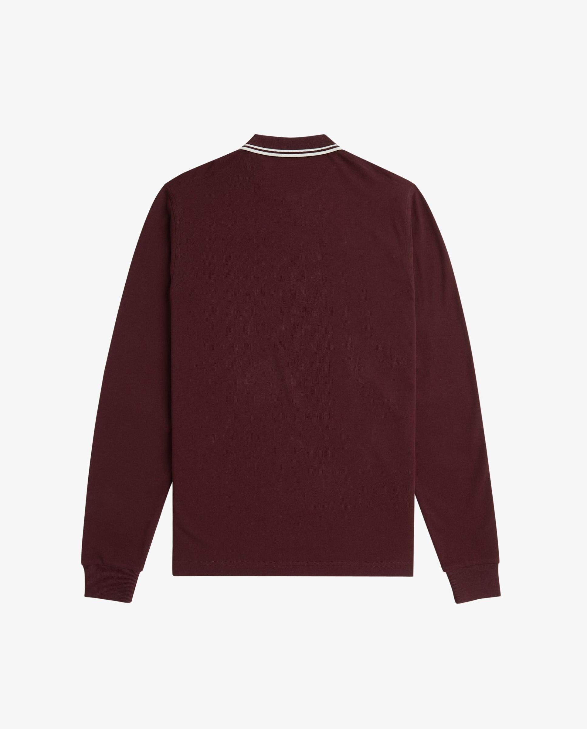 Polo de hombre de piqué de algodón manga larga - Fred Perry - Burdeos Burdeos-6
