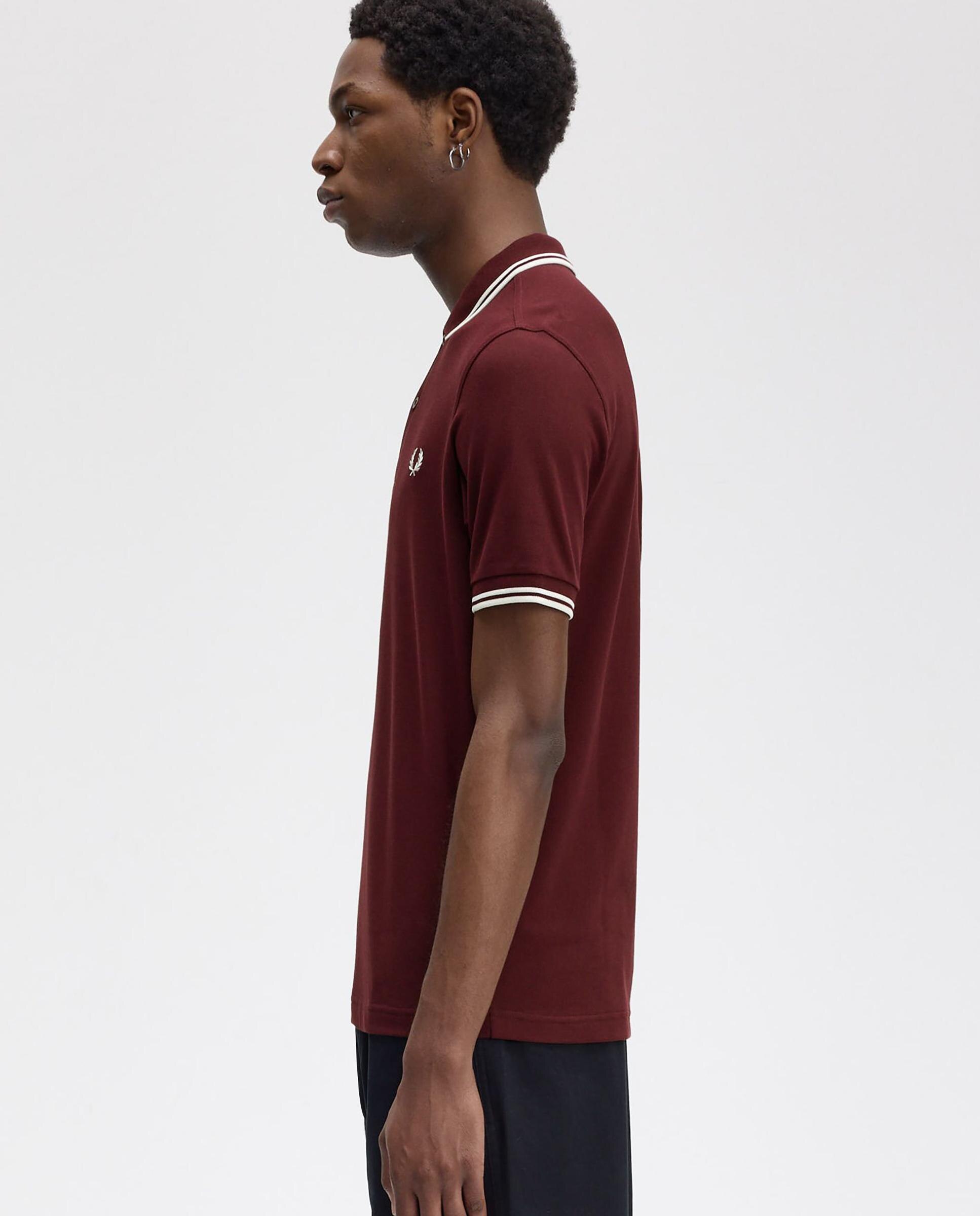 Polo de hombre de piqué de algodón manga corta - Fred Perry - Granate Granate-2