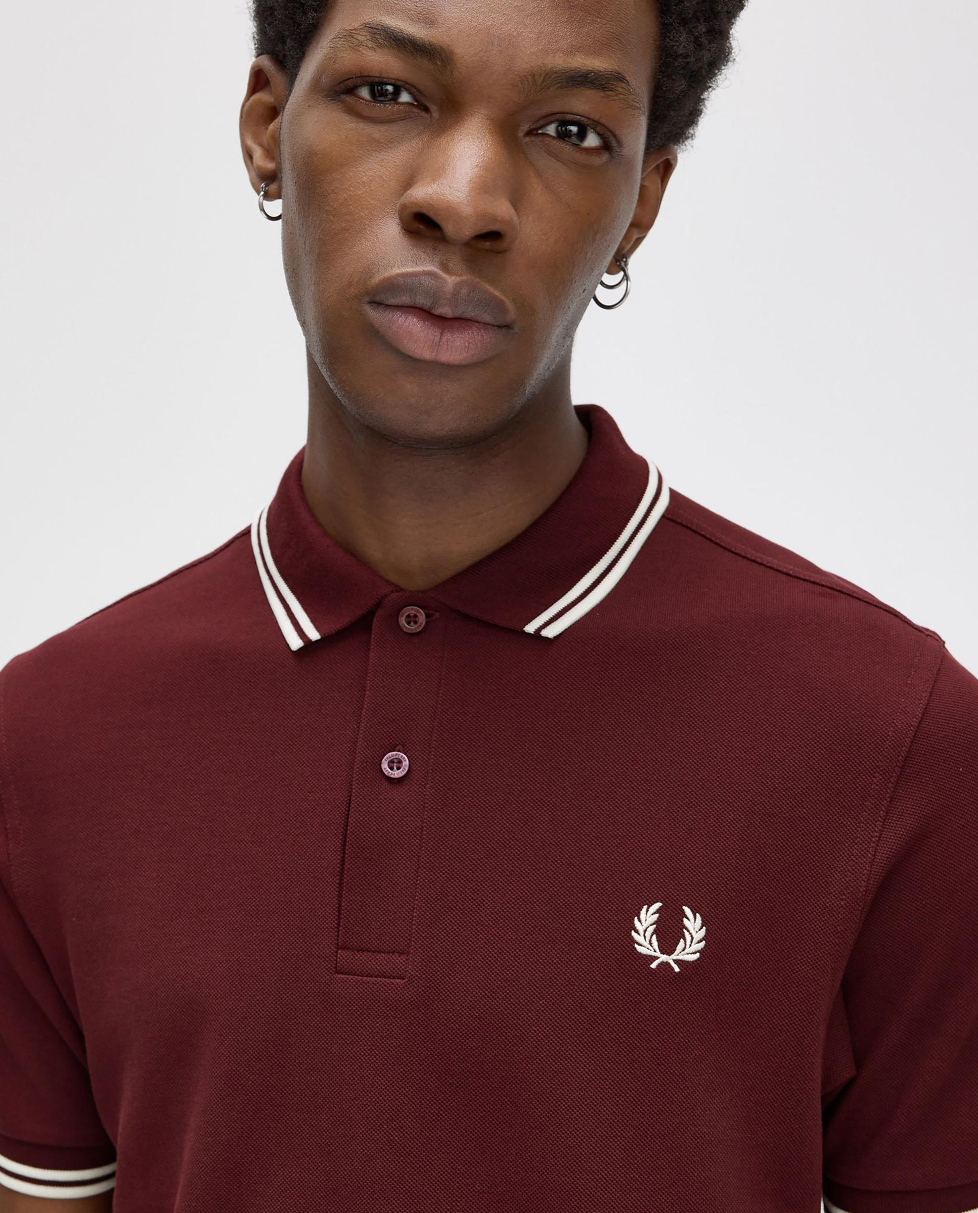 Polo de hombre de piqué de algodón manga corta - Fred Perry - Granate Granate-3