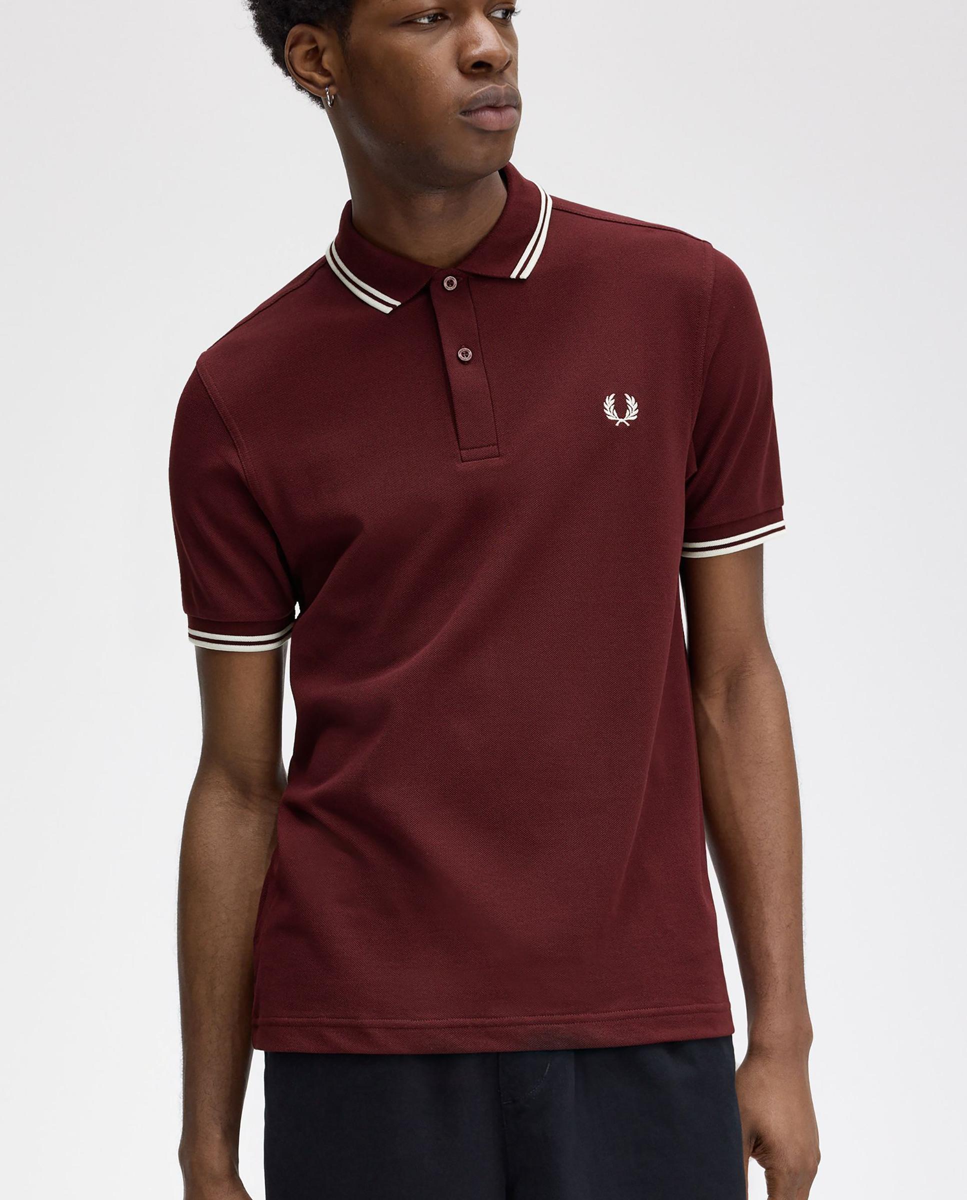 Polo de hombre de piqué de algodón manga corta - Fred Perry - Granate Granate-4