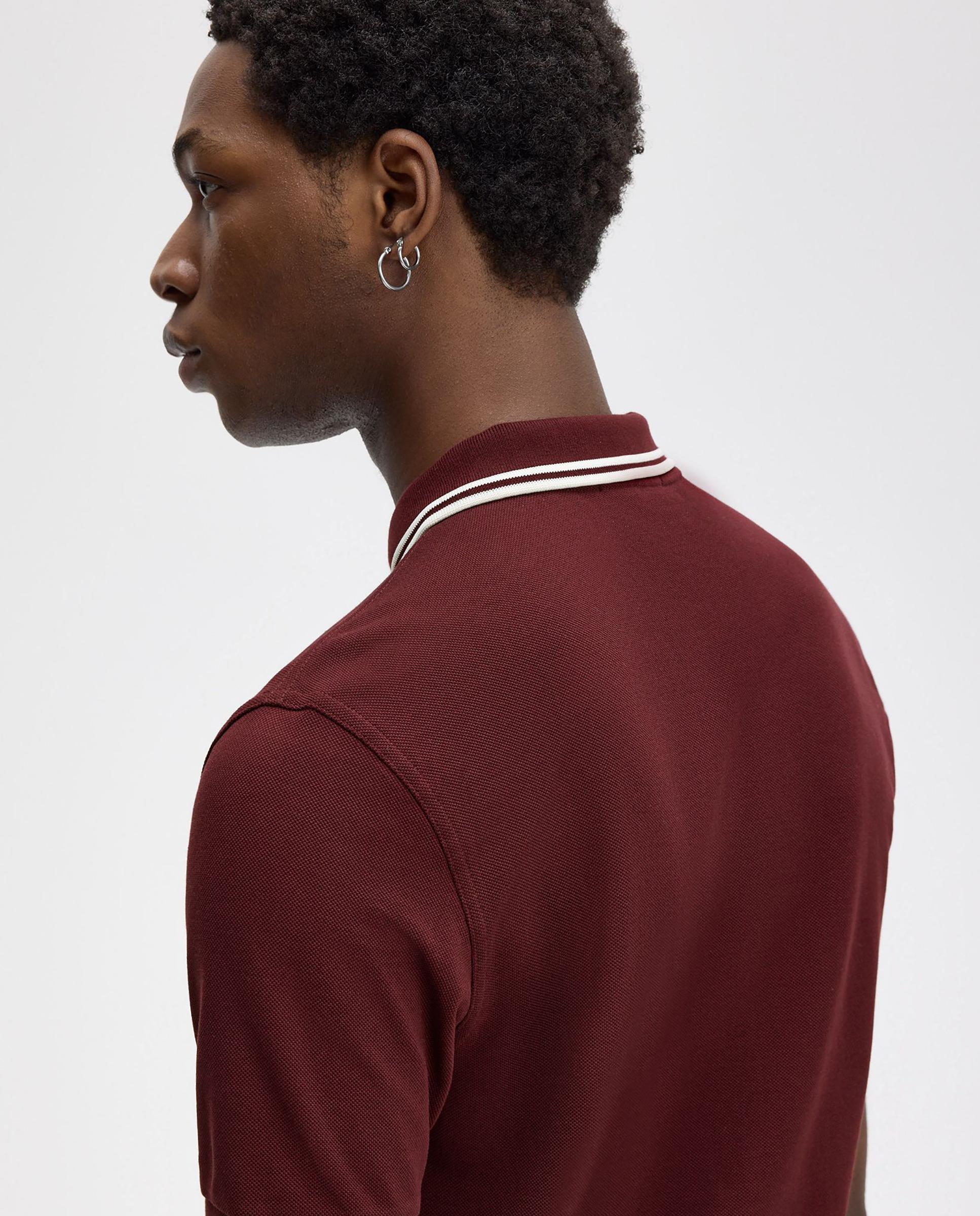 Polo de hombre de piqué de algodón manga corta - Fred Perry - Granate Granate-5