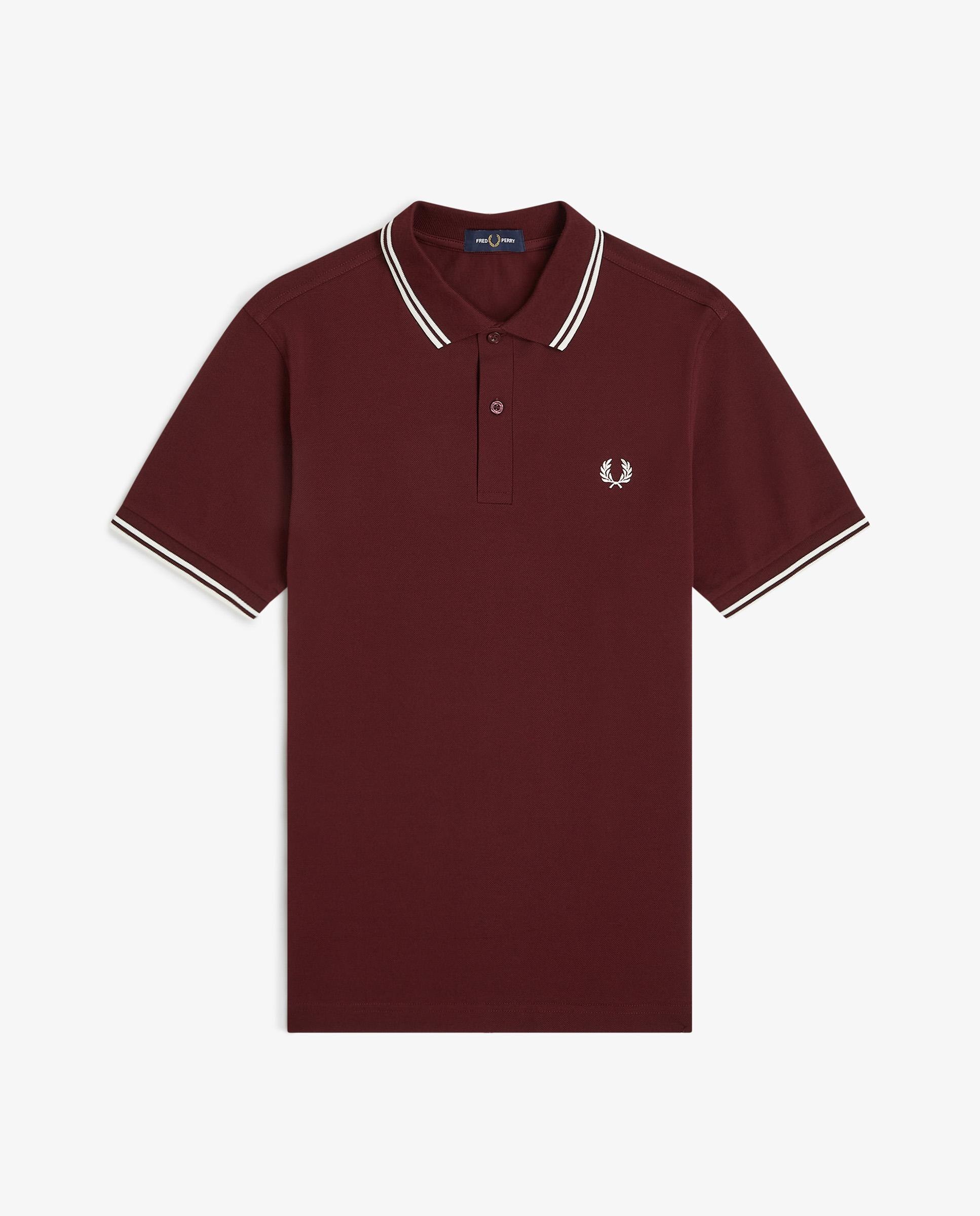 Polo de hombre de piqué de algodón manga corta - Fred Perry - Granate Granate-7