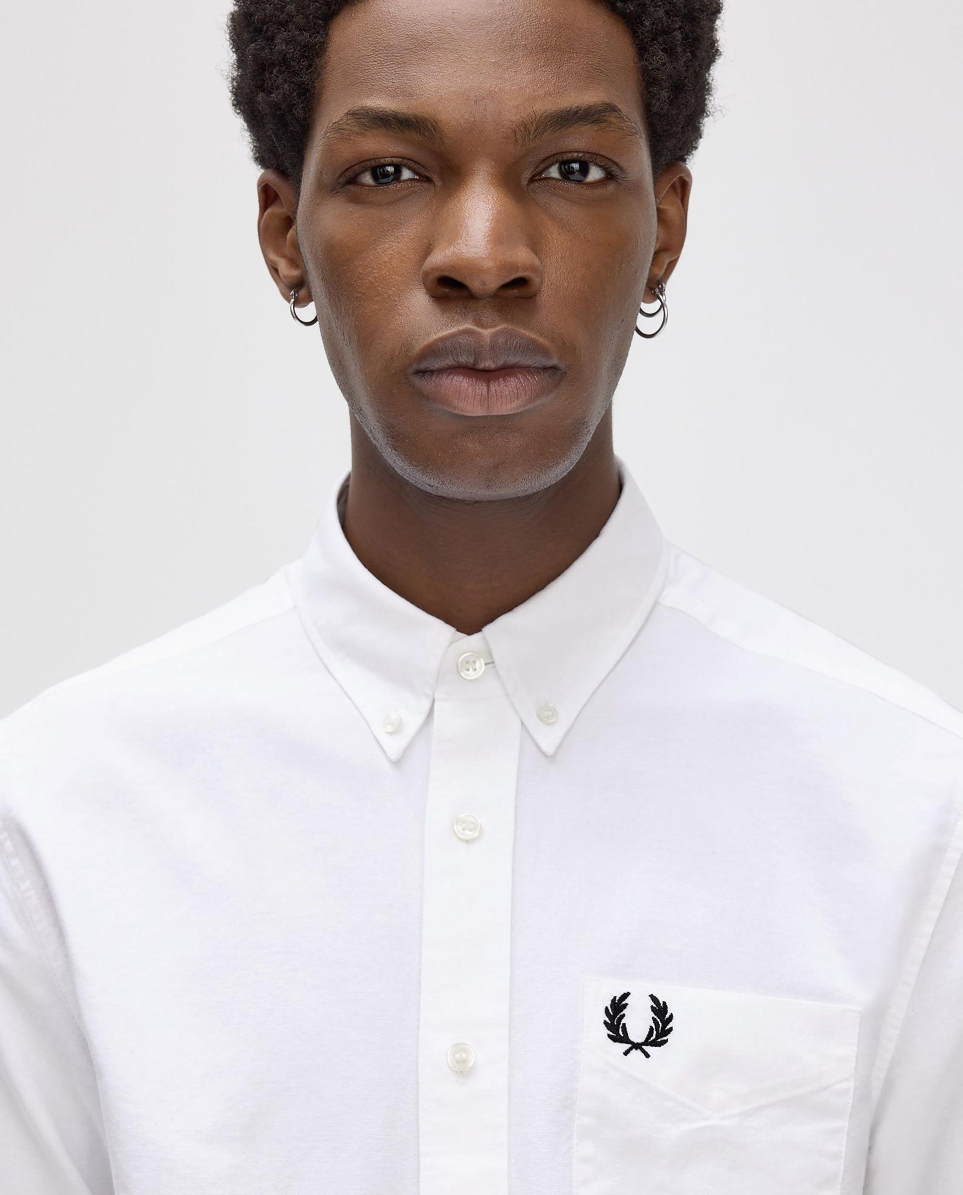 Camisa Oxford de hombre de manga larga con bolsillo - Fred Perry - Blanco Blanco-3