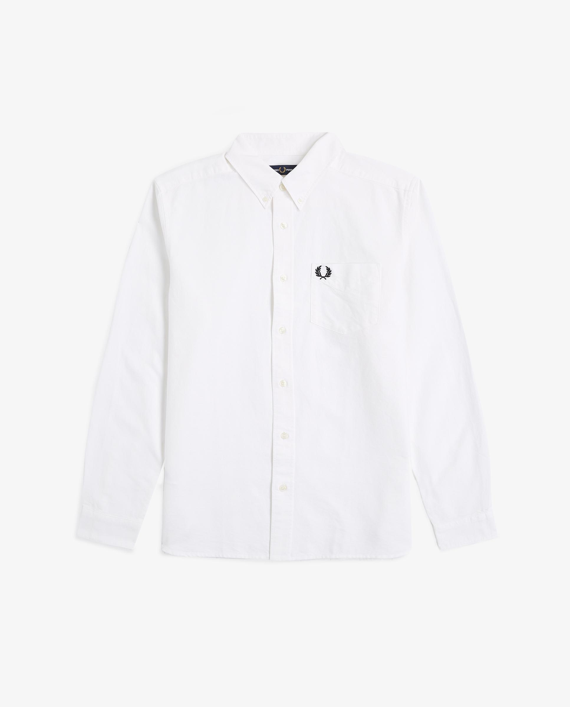 Camisa Oxford de hombre de manga larga con bolsillo - Fred Perry - Blanco Blanco-7