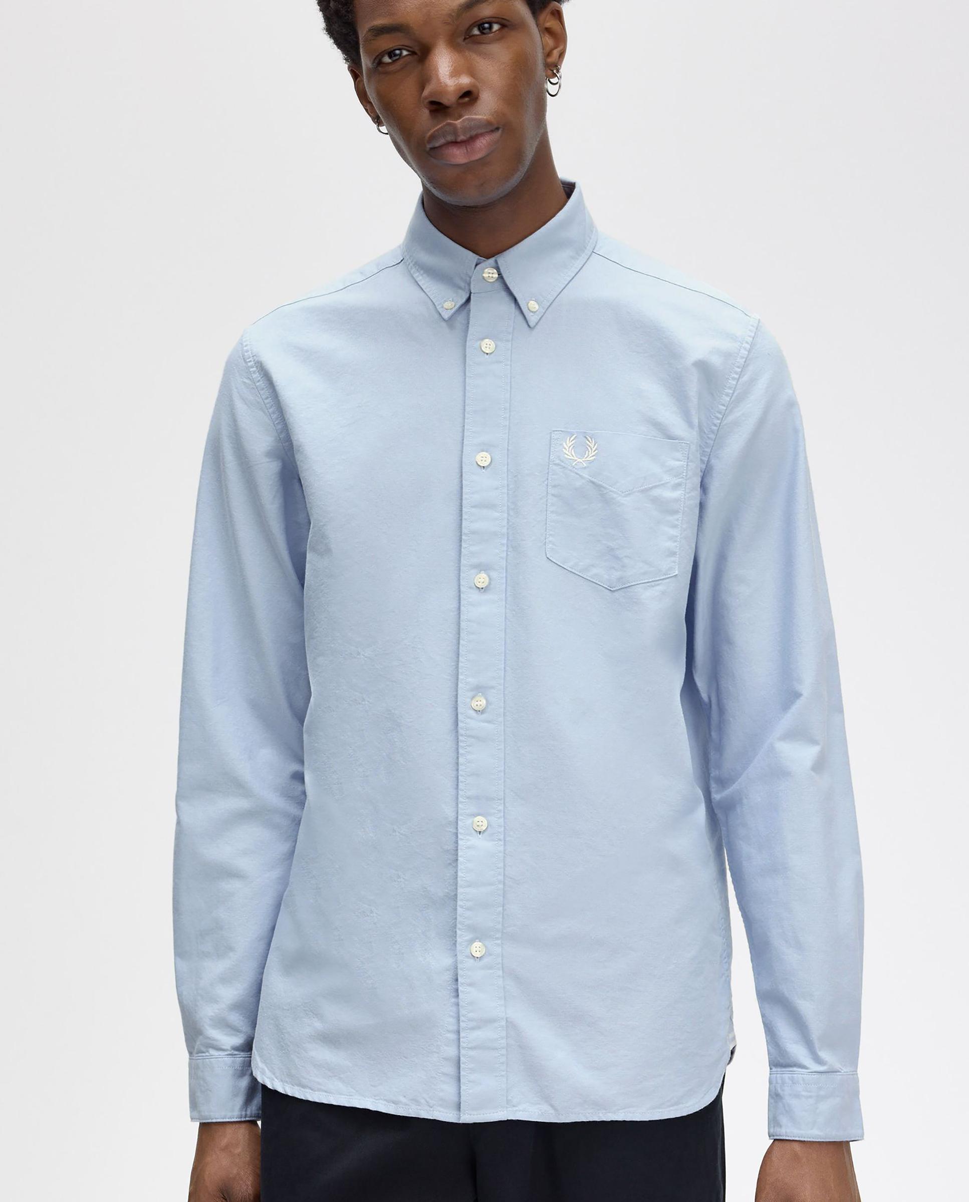 Imagen 3 de Camisa Oxford de hombre de manga larga con bolsillo - Fred Perry - Azul claro Azul claro