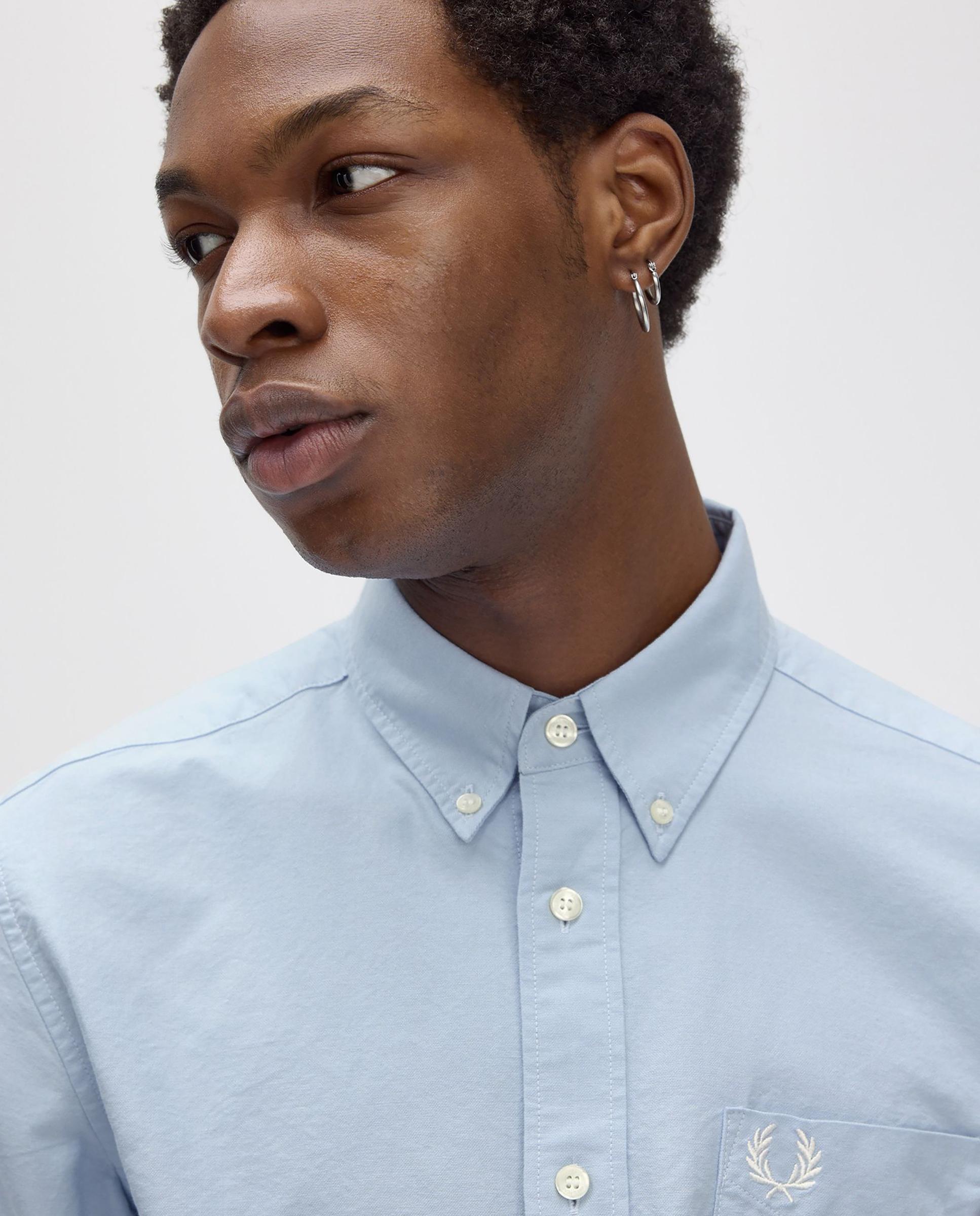Camisa Oxford de hombre de manga larga con bolsillo - Fred Perry - Azul claro Azul claro-4