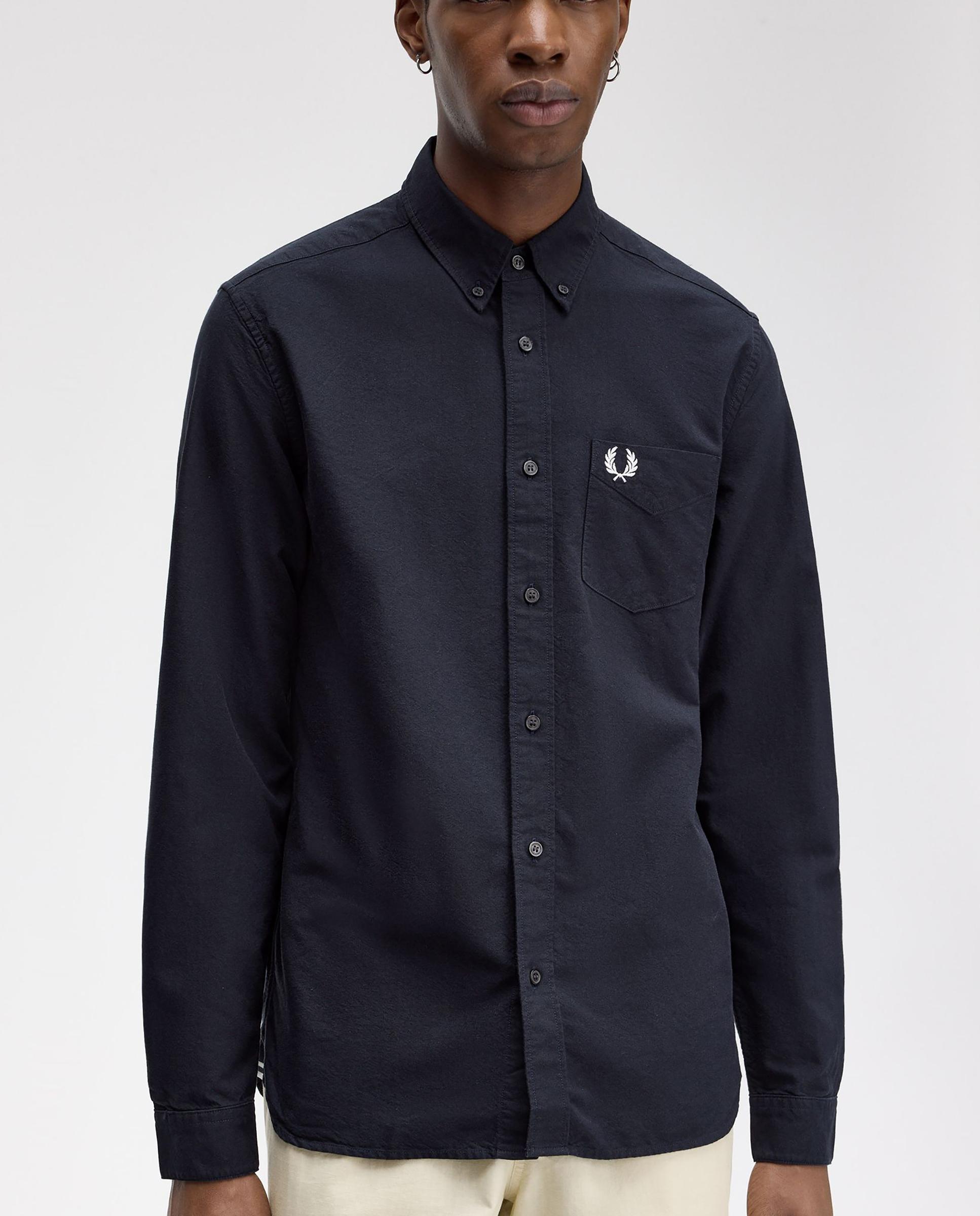 Imagen 3 de Camisa Oxford de hombre de manga larga con bolsillo - Fred Perry - Azul marino Azul marino